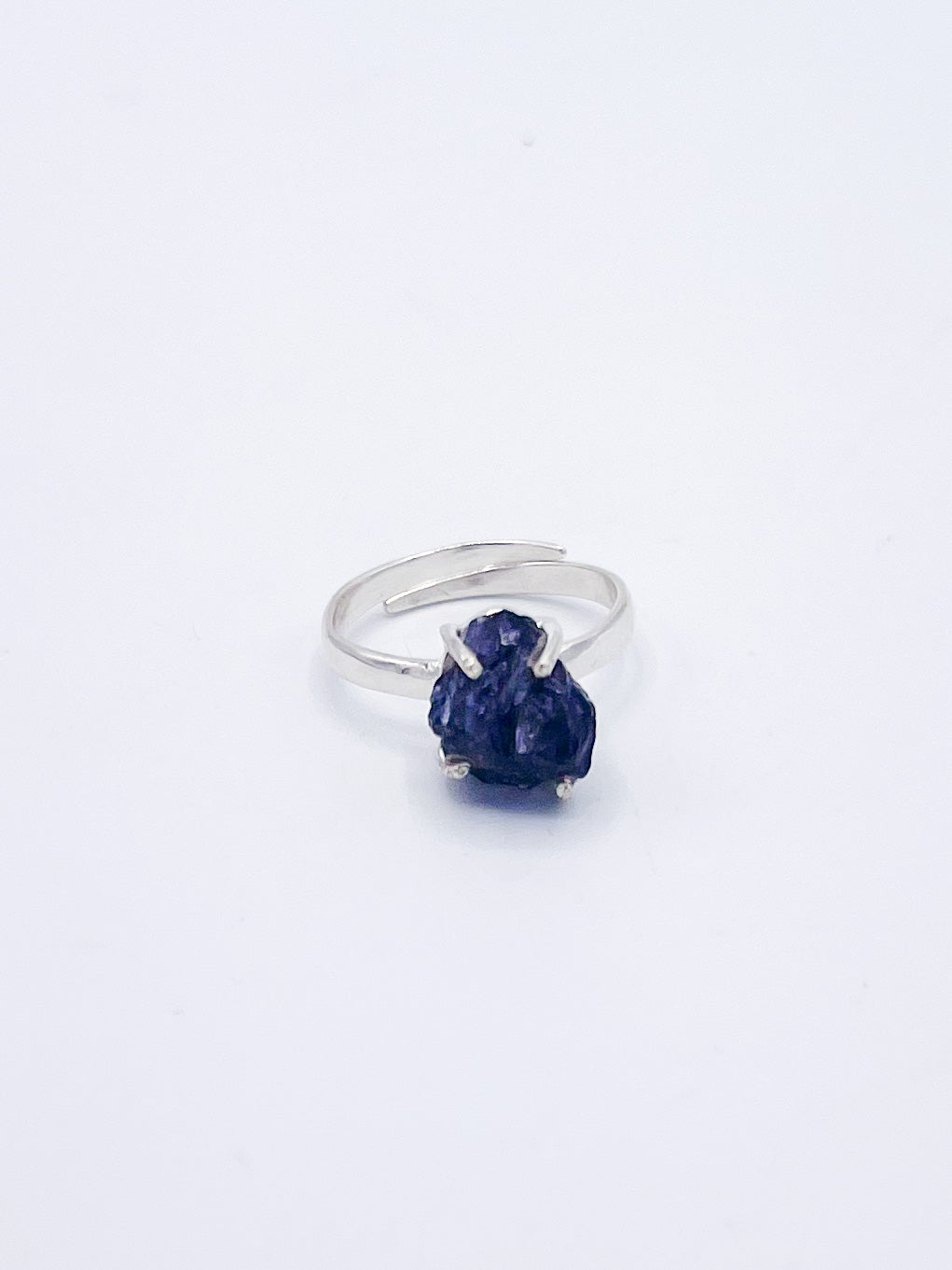 Lolite prong Set Adjustable Ring-Solid Sterling Silver