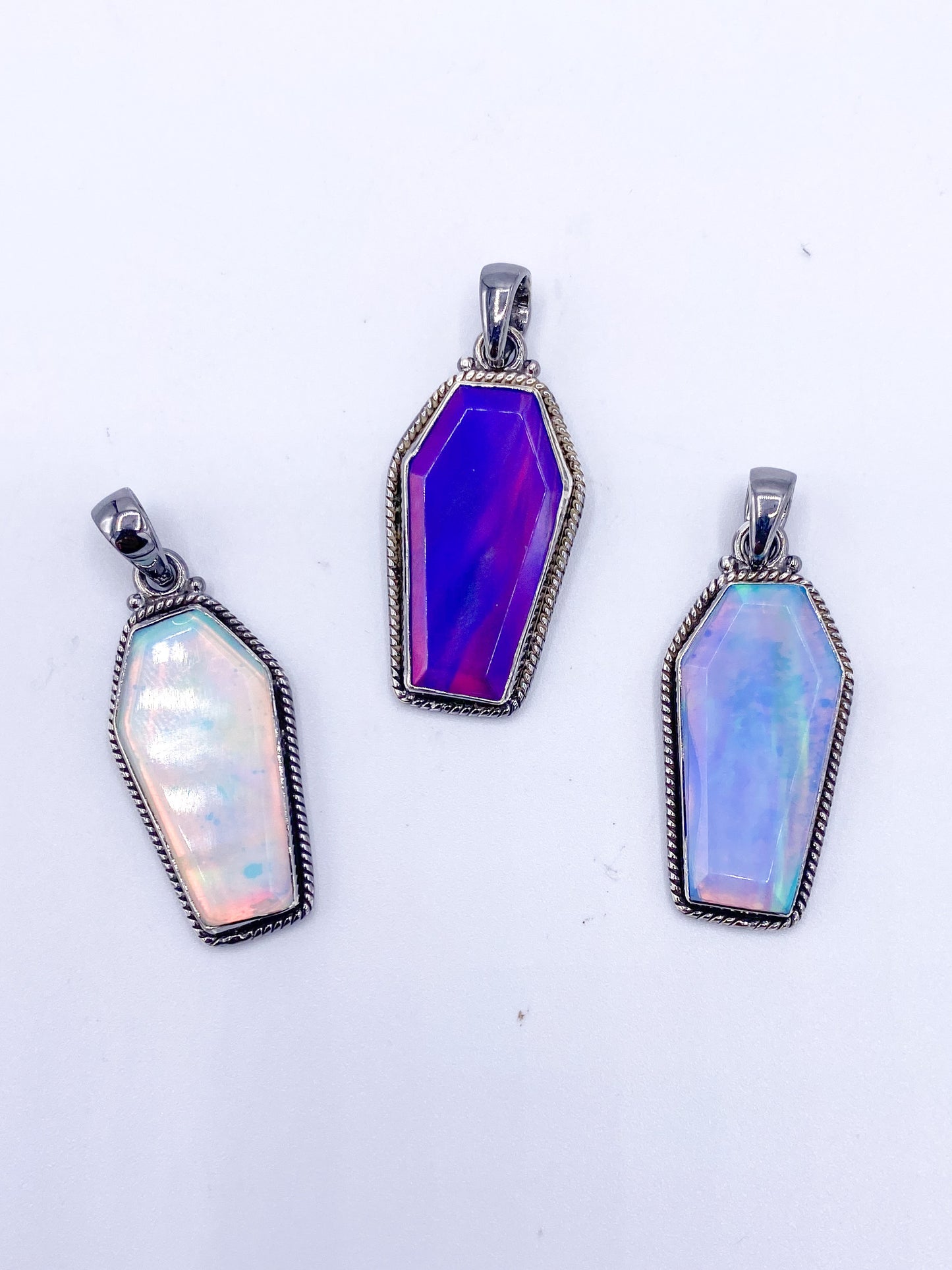 Galaxy Opal Coffin Pendant-Solid Sterling Silver