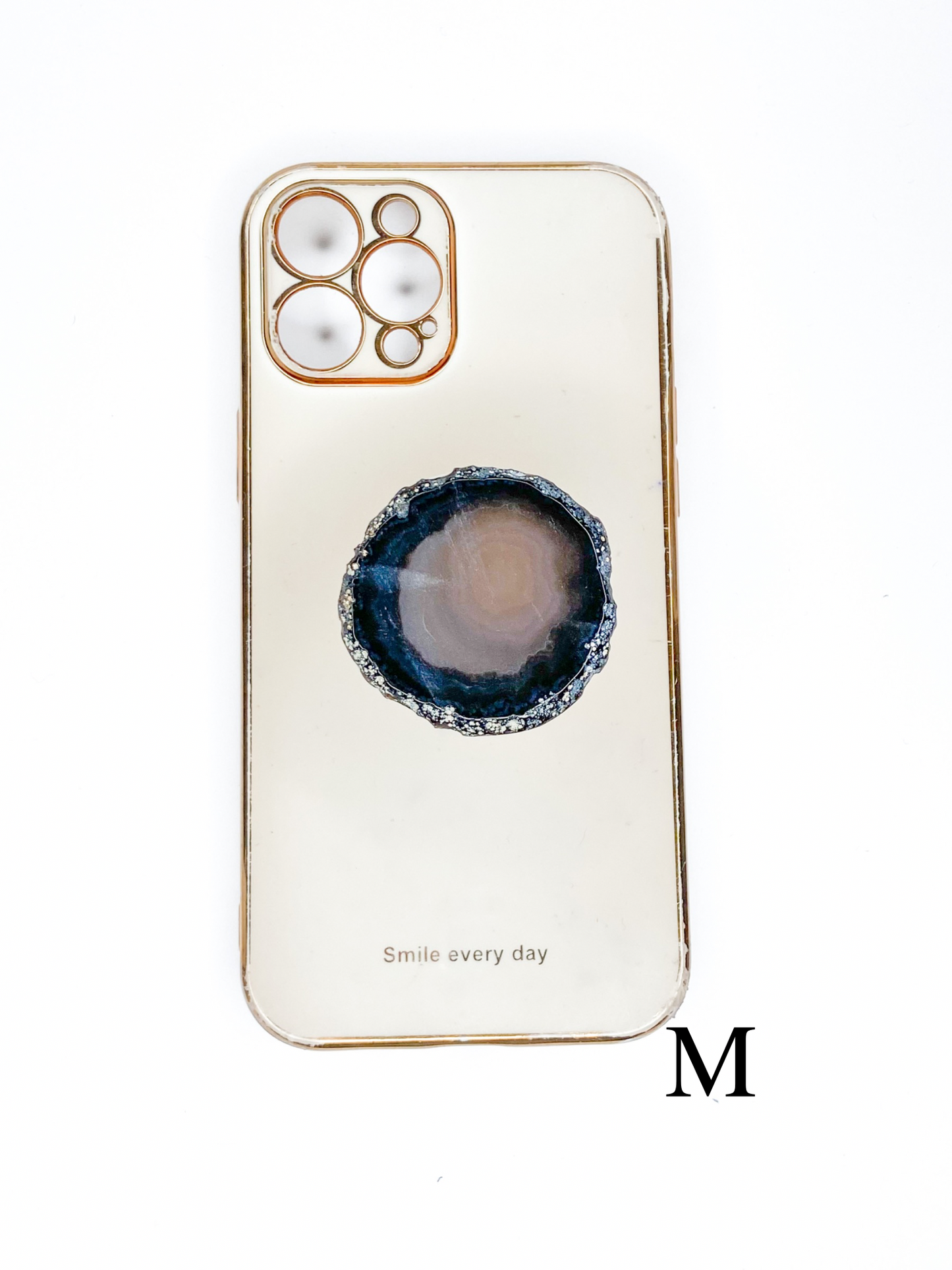 Black Natural Raw Agate Phone Stone