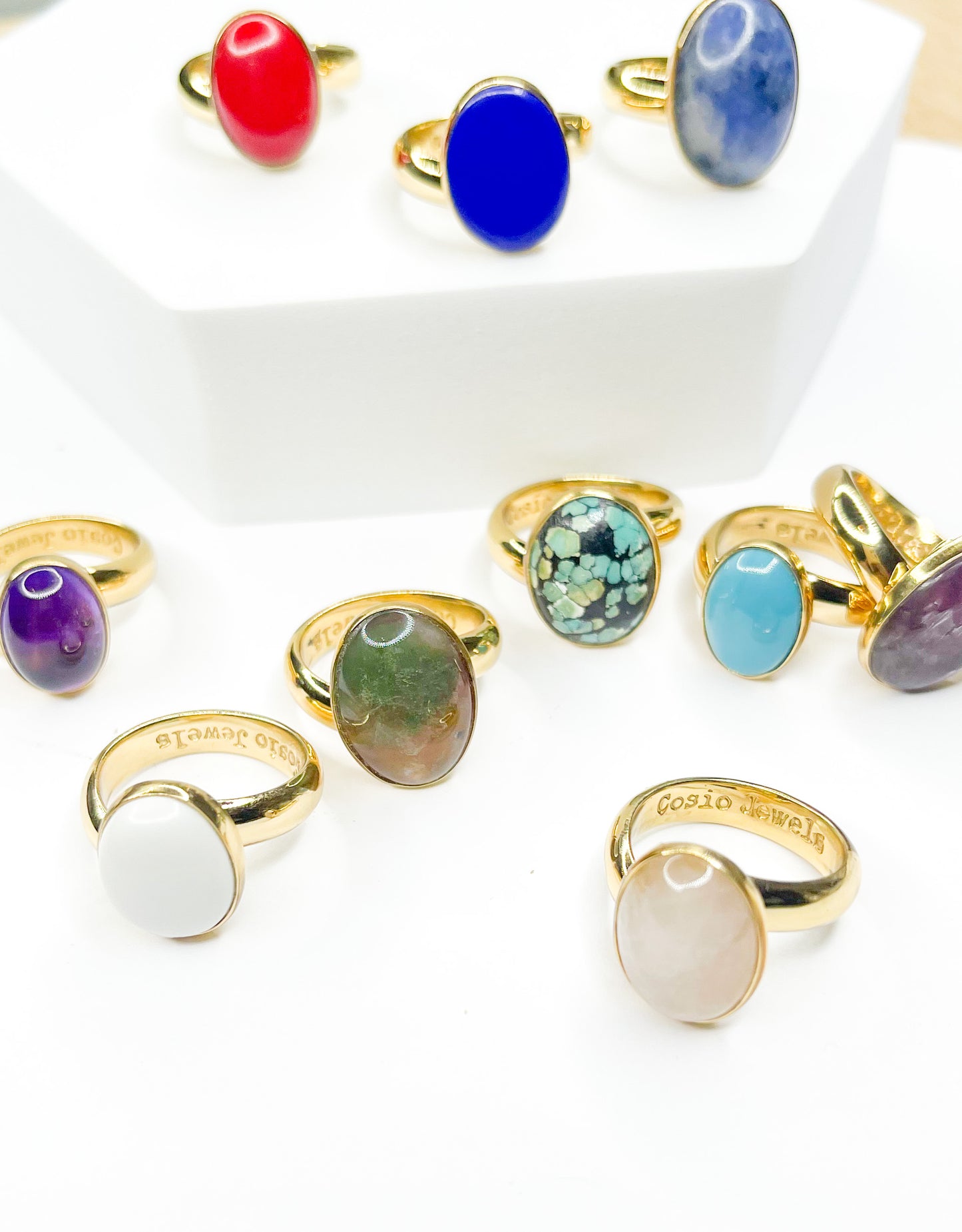 Mixed of Oval Natural Stones Faceted Ring-Alchemia