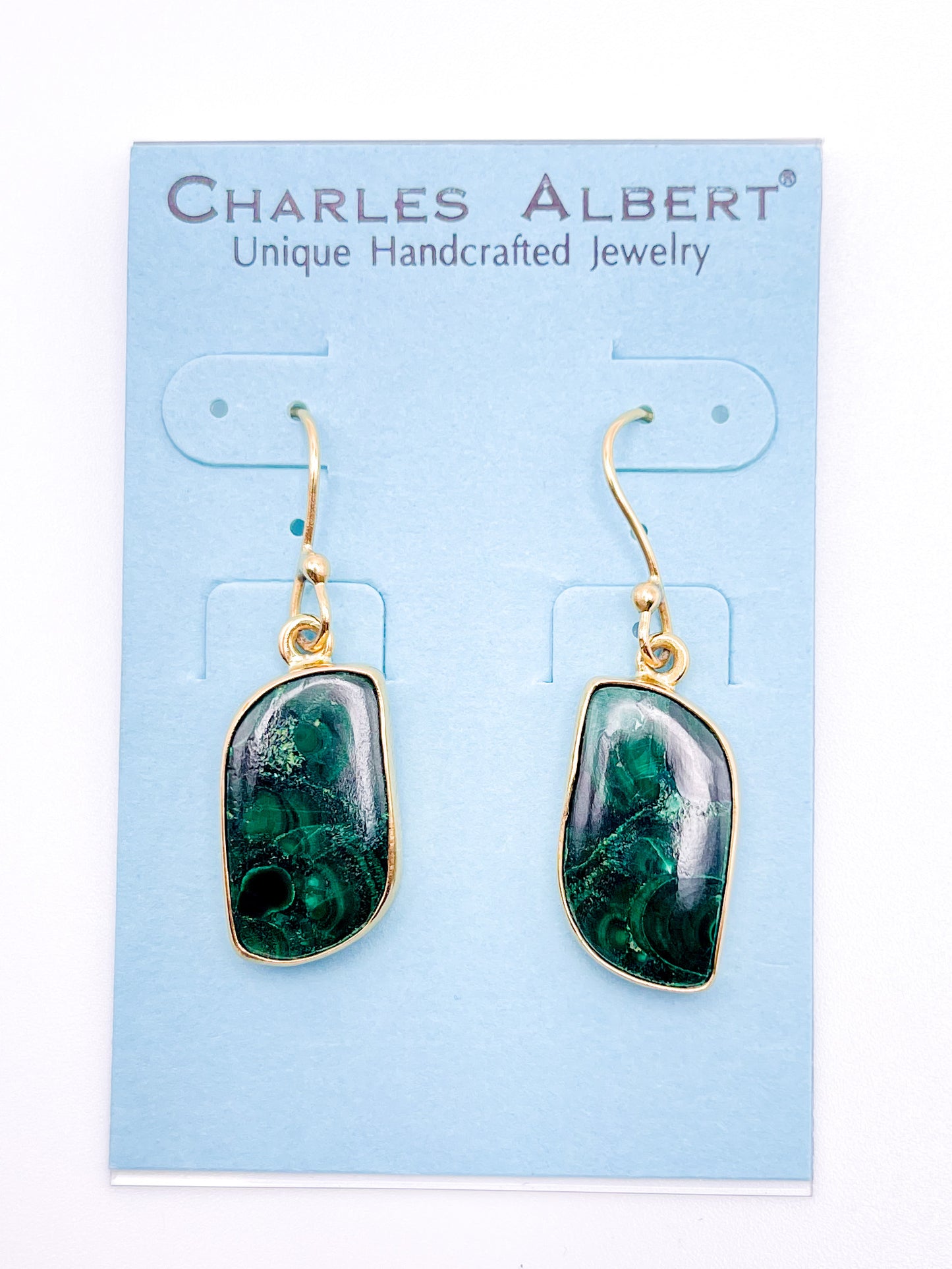 Malachite Dangle Earrings - Forever Gold