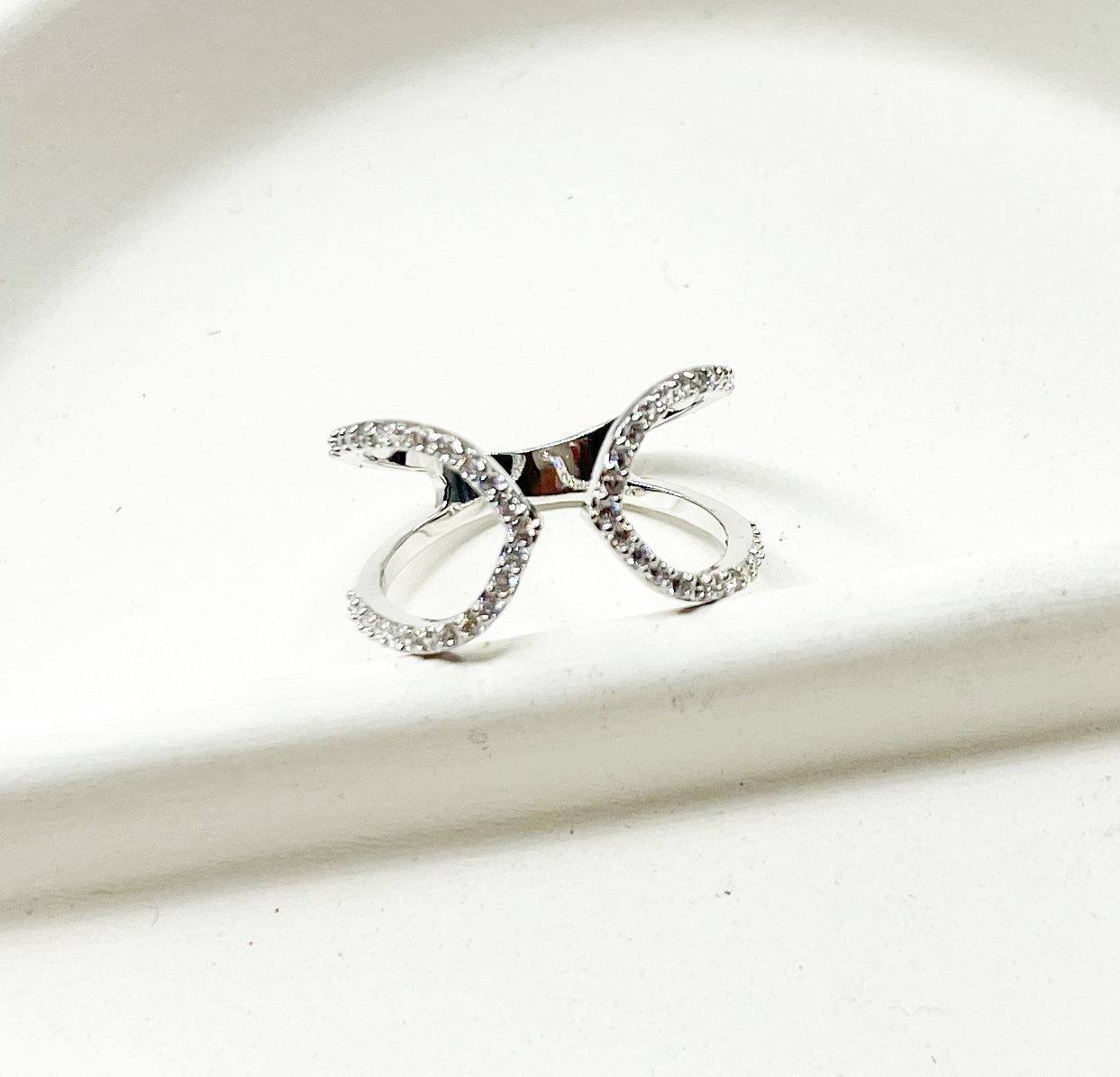 Squeeze Me CZ Sized Ring-Rhodium