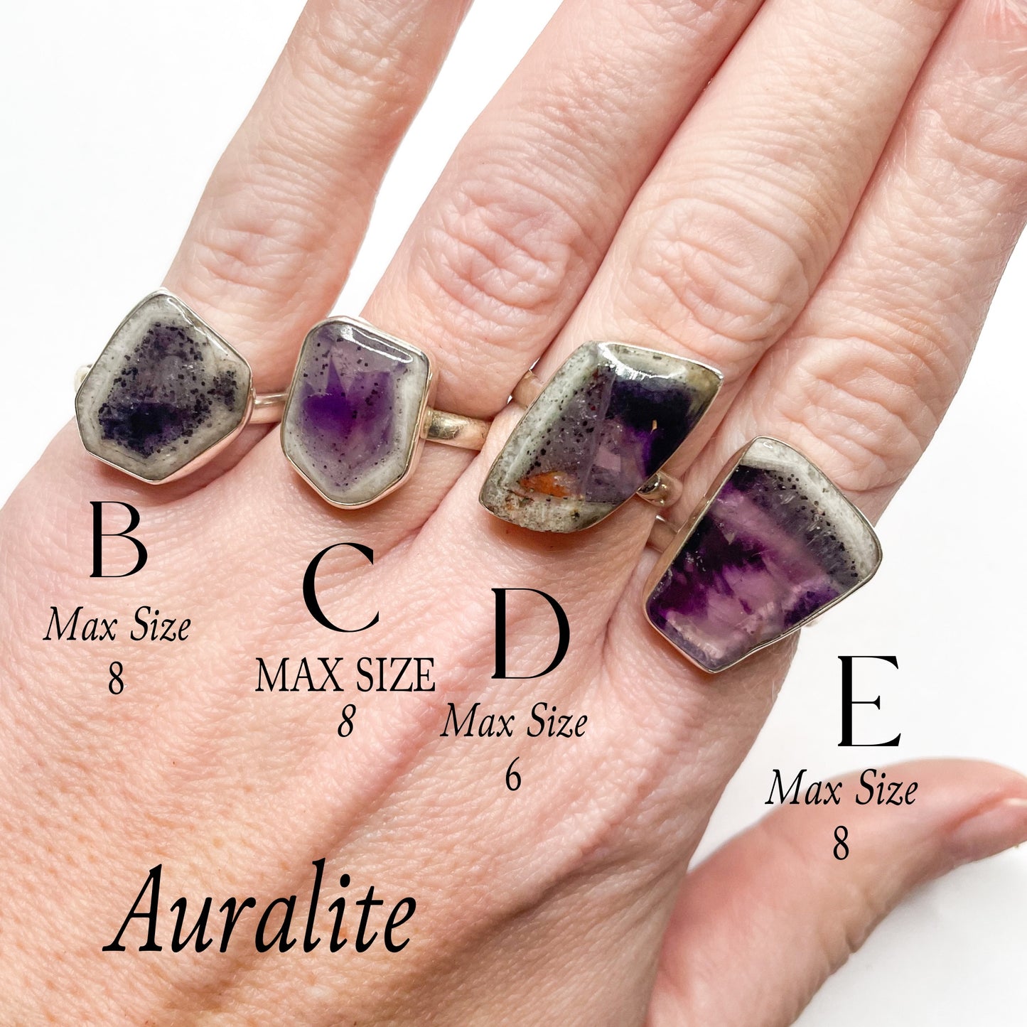 Auralite Ring Mix-Solid Sterling Silver