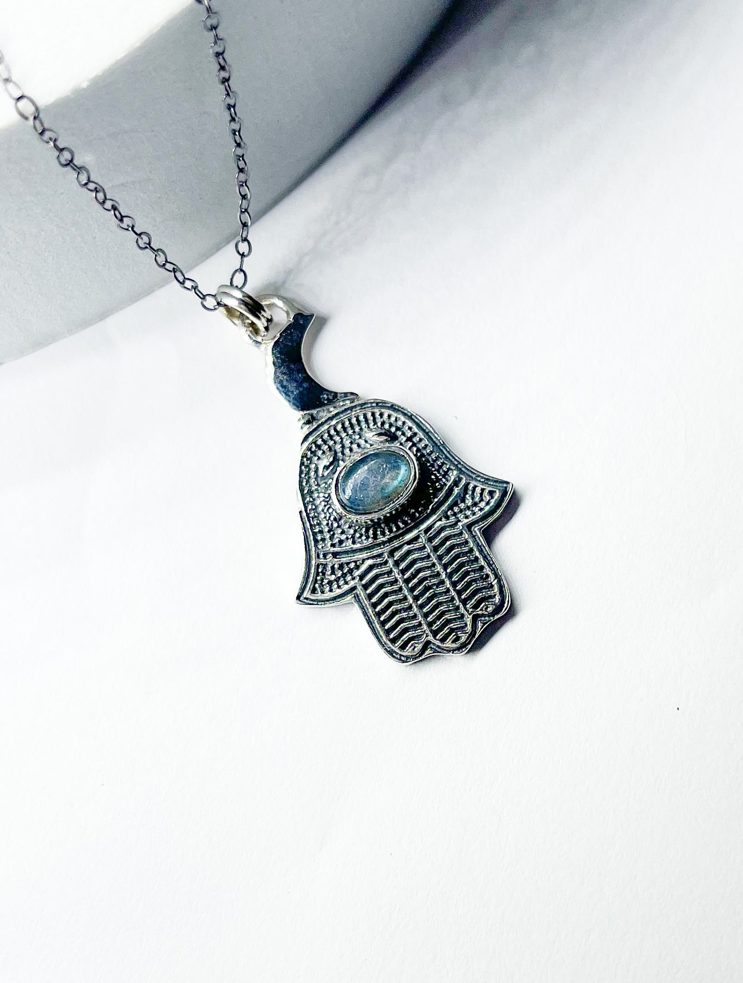 Hand Labradorite Pendants-Solid Sterling Silver