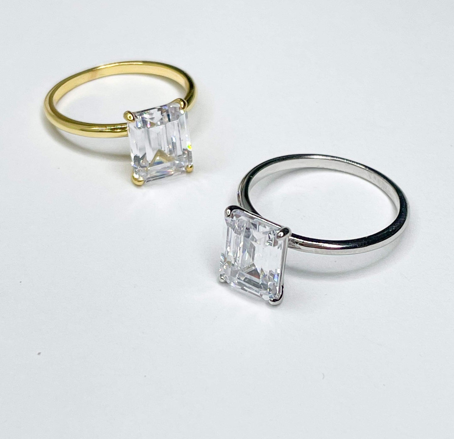 Dainty Square CZ Prong Set Ring-SSS