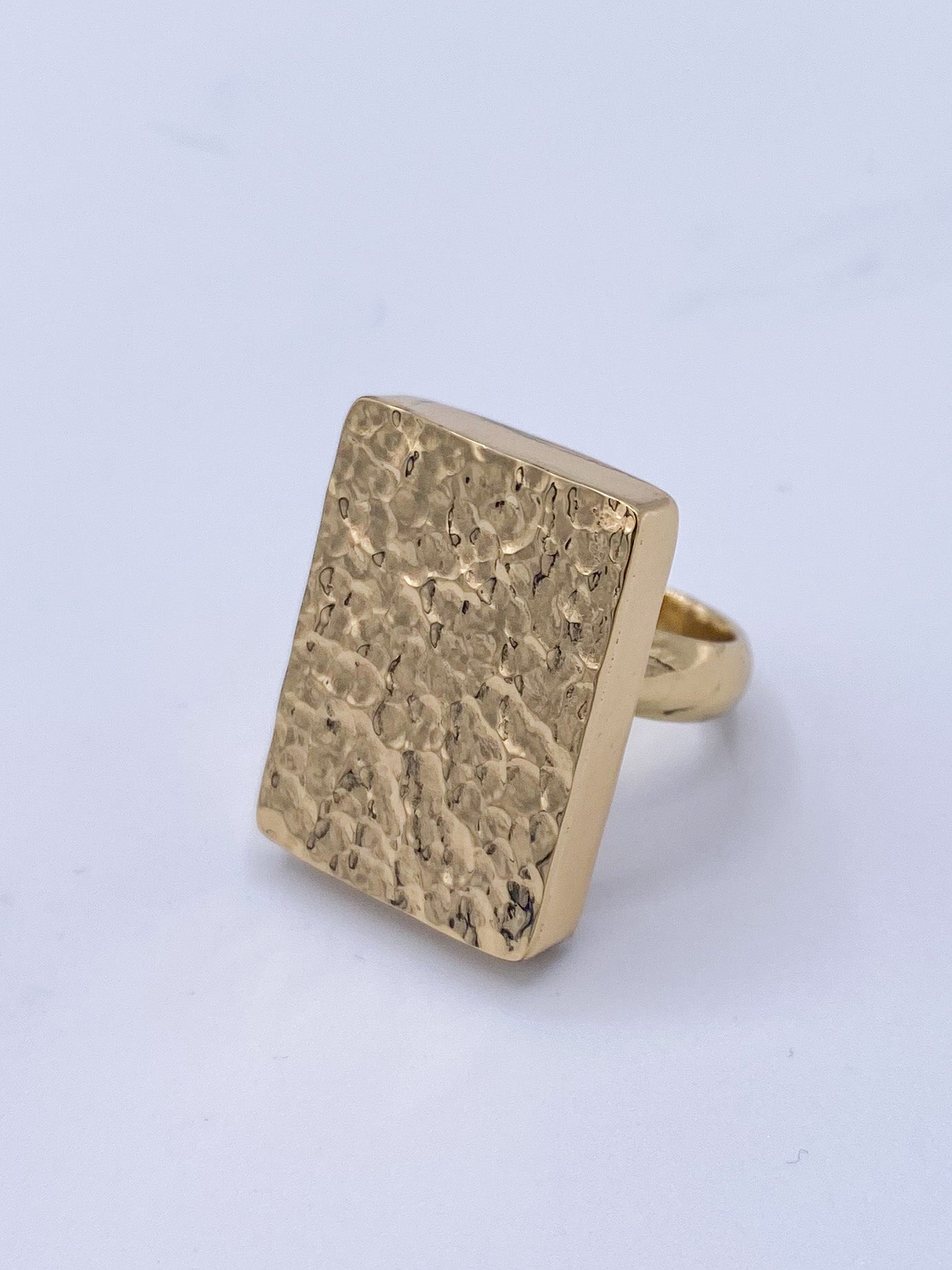 Solid Rectangle Hammered Adjustable Ring-Alchemia