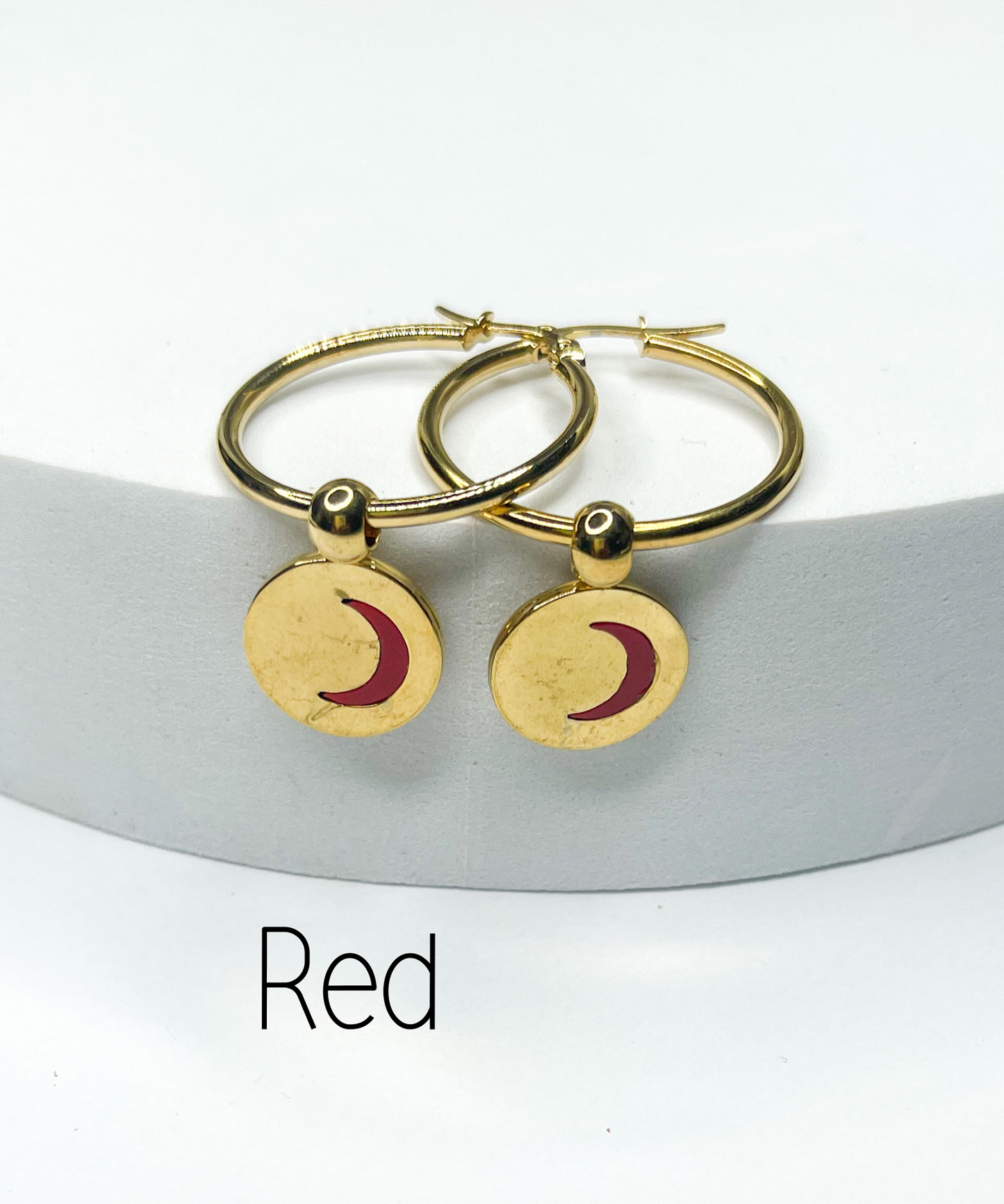 Hoops w Moon Dangles-18k Gold filled