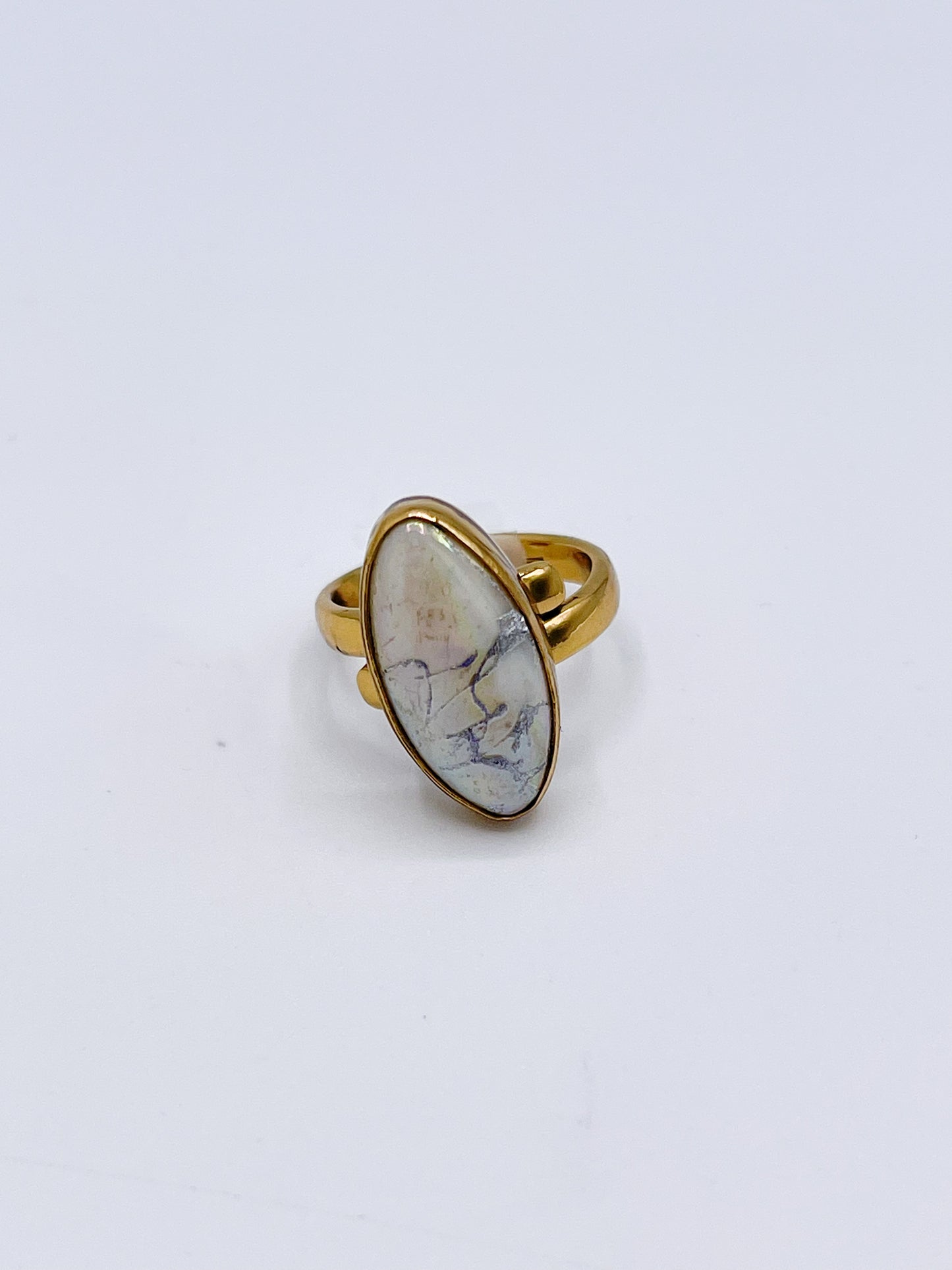 Opal Adjustable Silver Marbled Ring-Alchemia