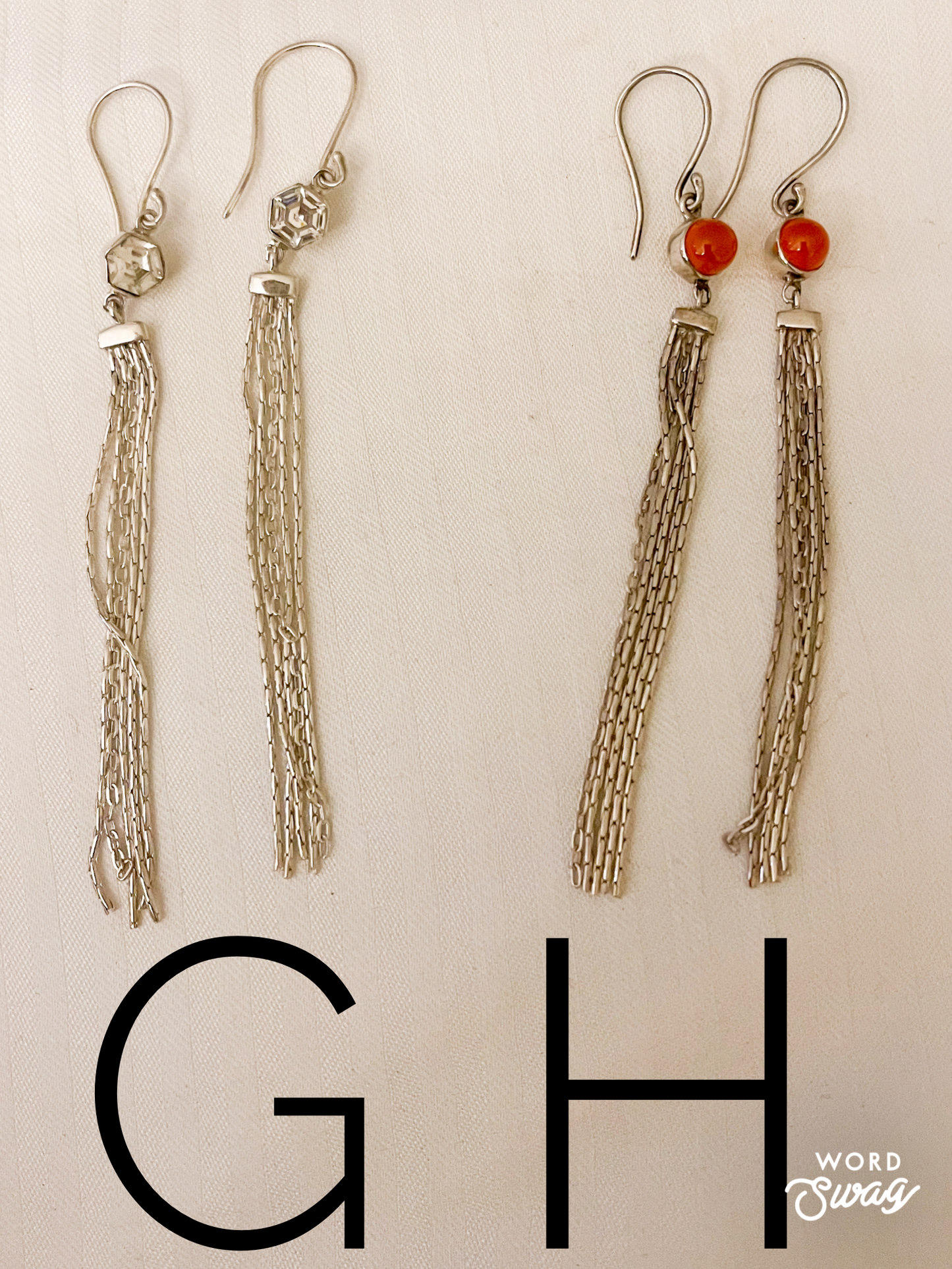 Silver Dangles Earrings W Stones-Solid Sterling Silver