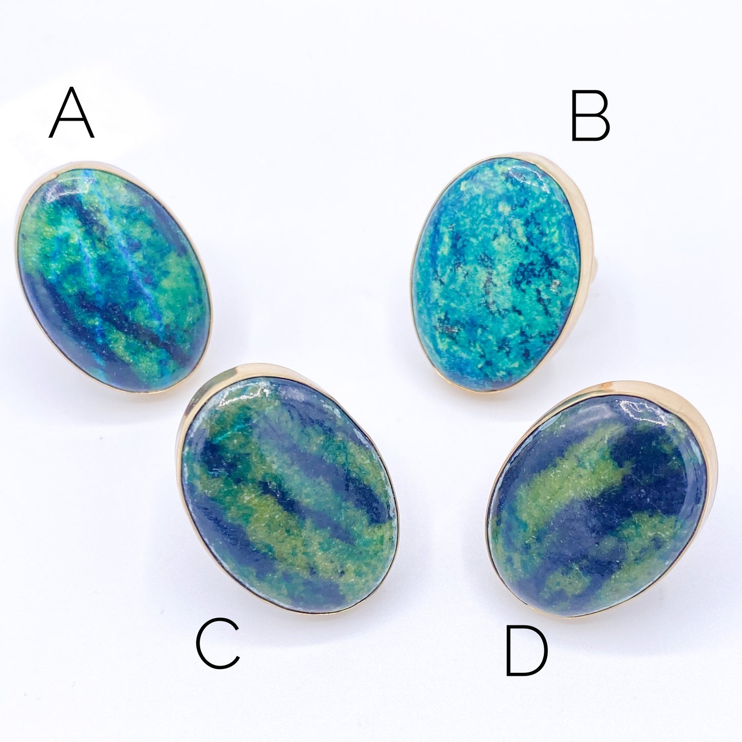 Chrysocolla Azurite Adjustable Oval Ring - Alchemia