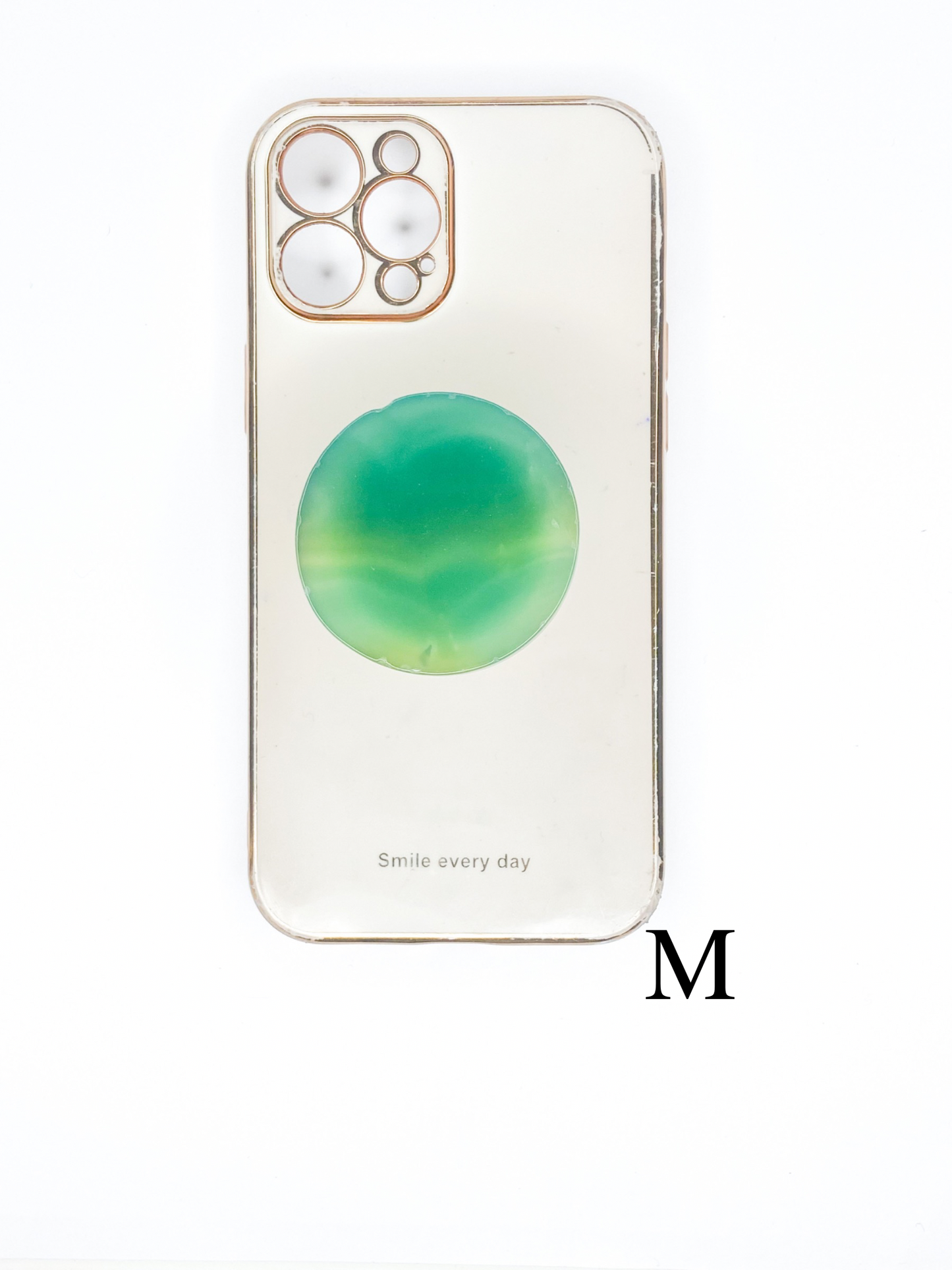 Green Round Agate Phone Stone