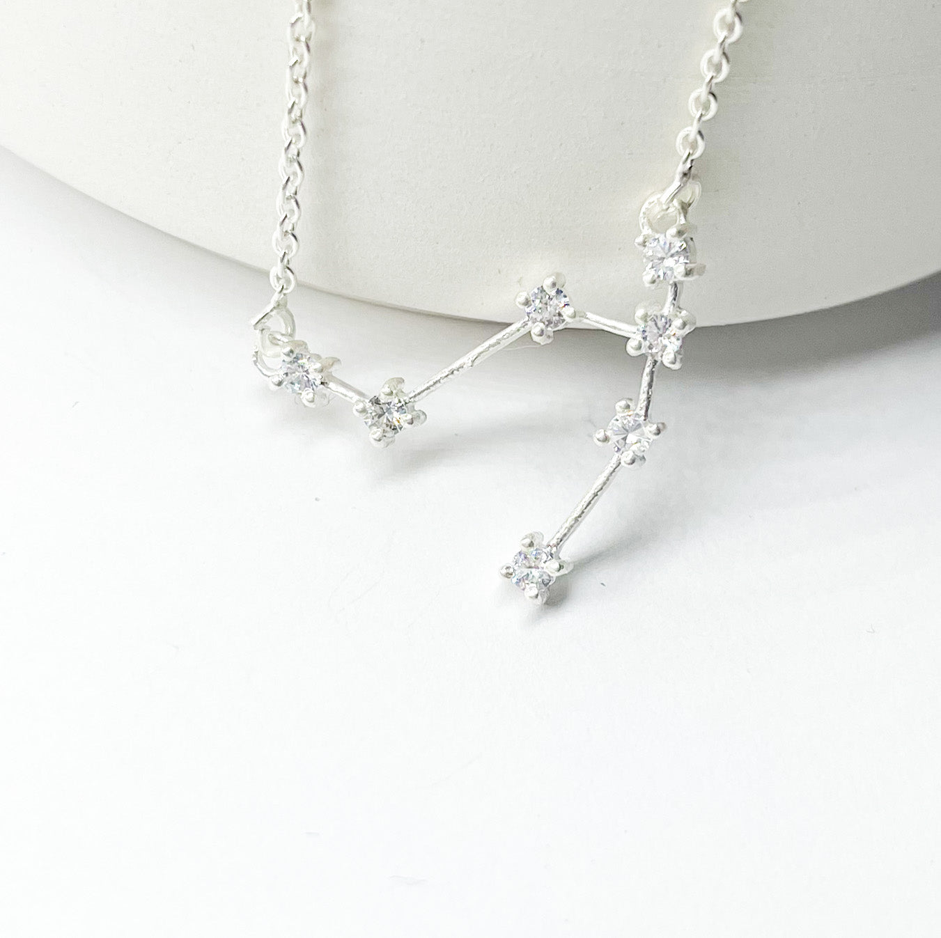 Gemini Zodiac Necklace-Silver Constellation