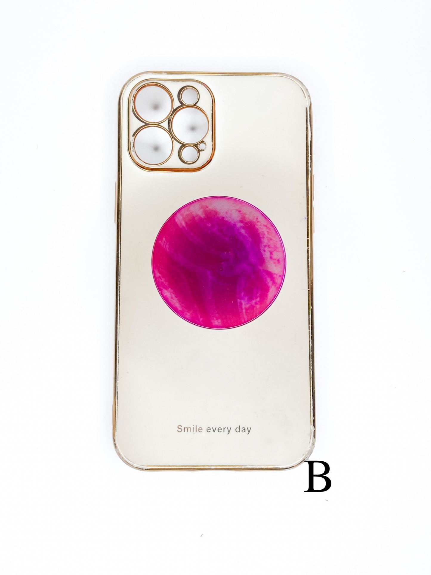 Pink Round Agate Phone Stones