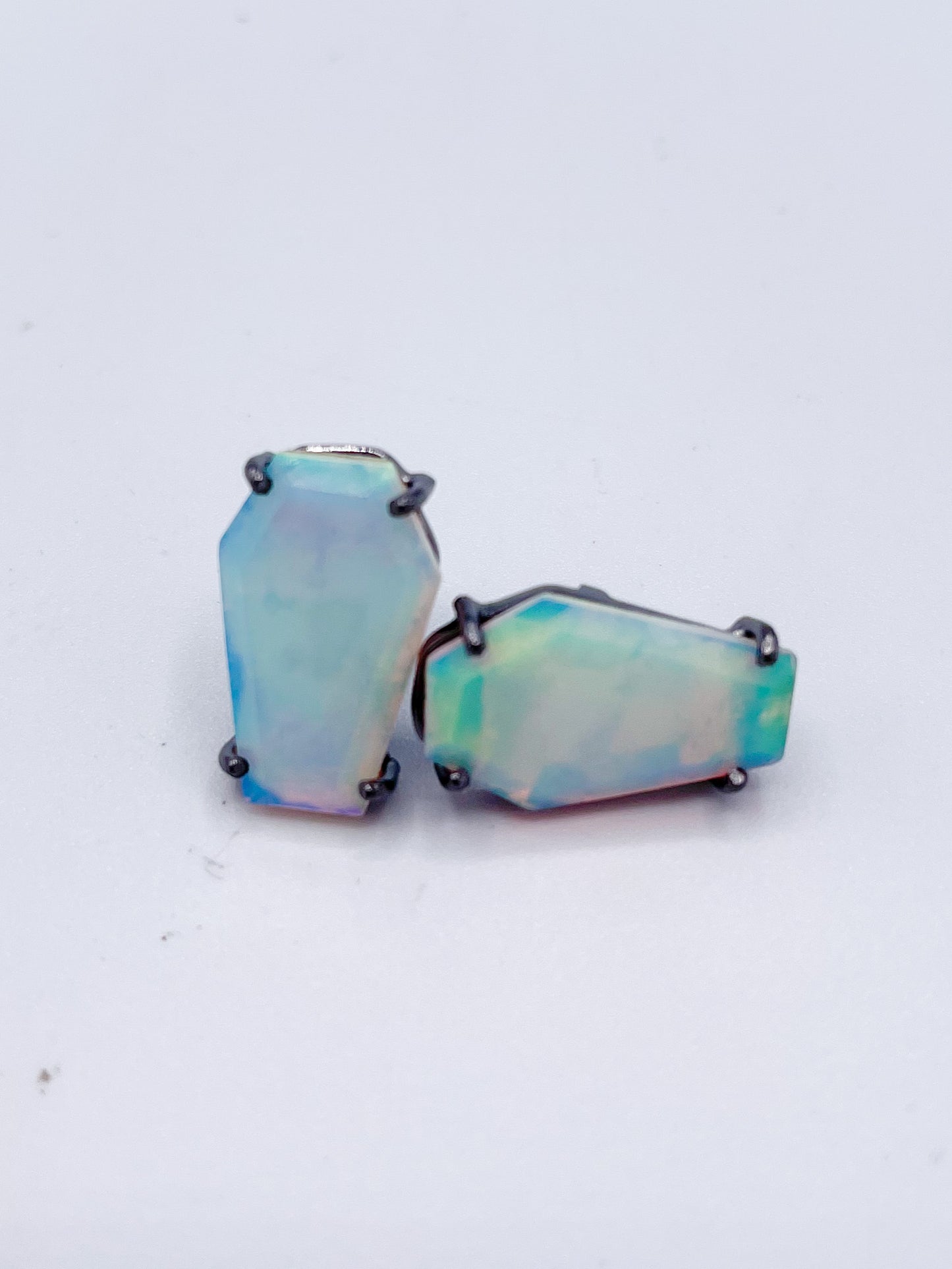 White Galaxy Coffin Studs-Solid Sterling Silver