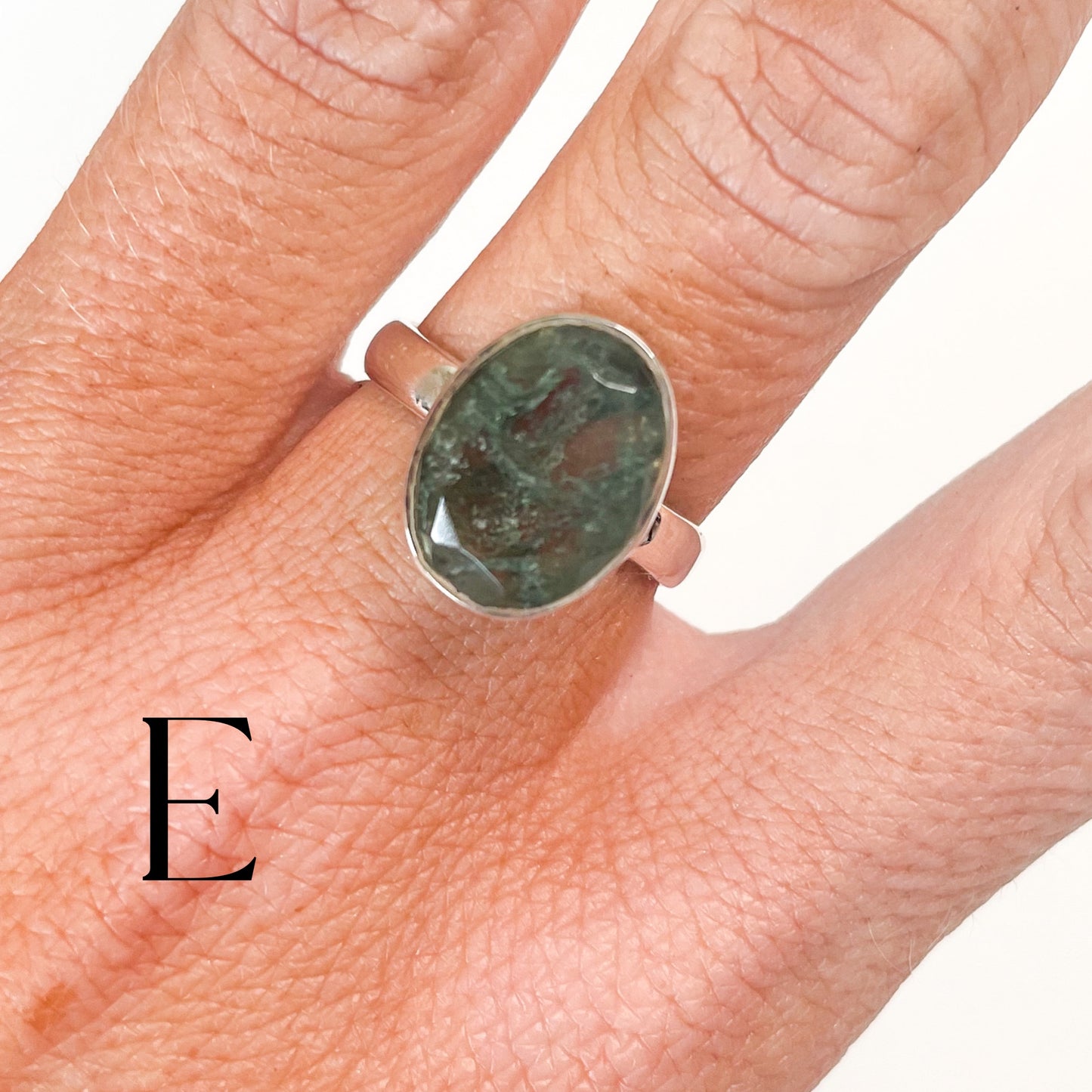 Moss Agate Faceted - Solid sterling silver
