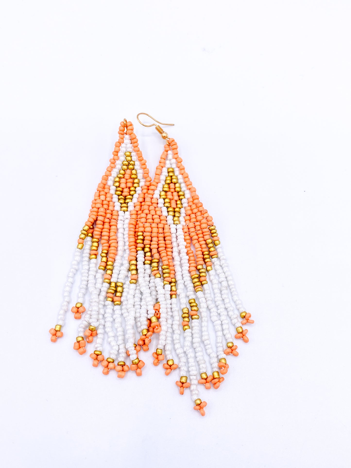 Peach Like A Princess Beaded Dangles Earrings