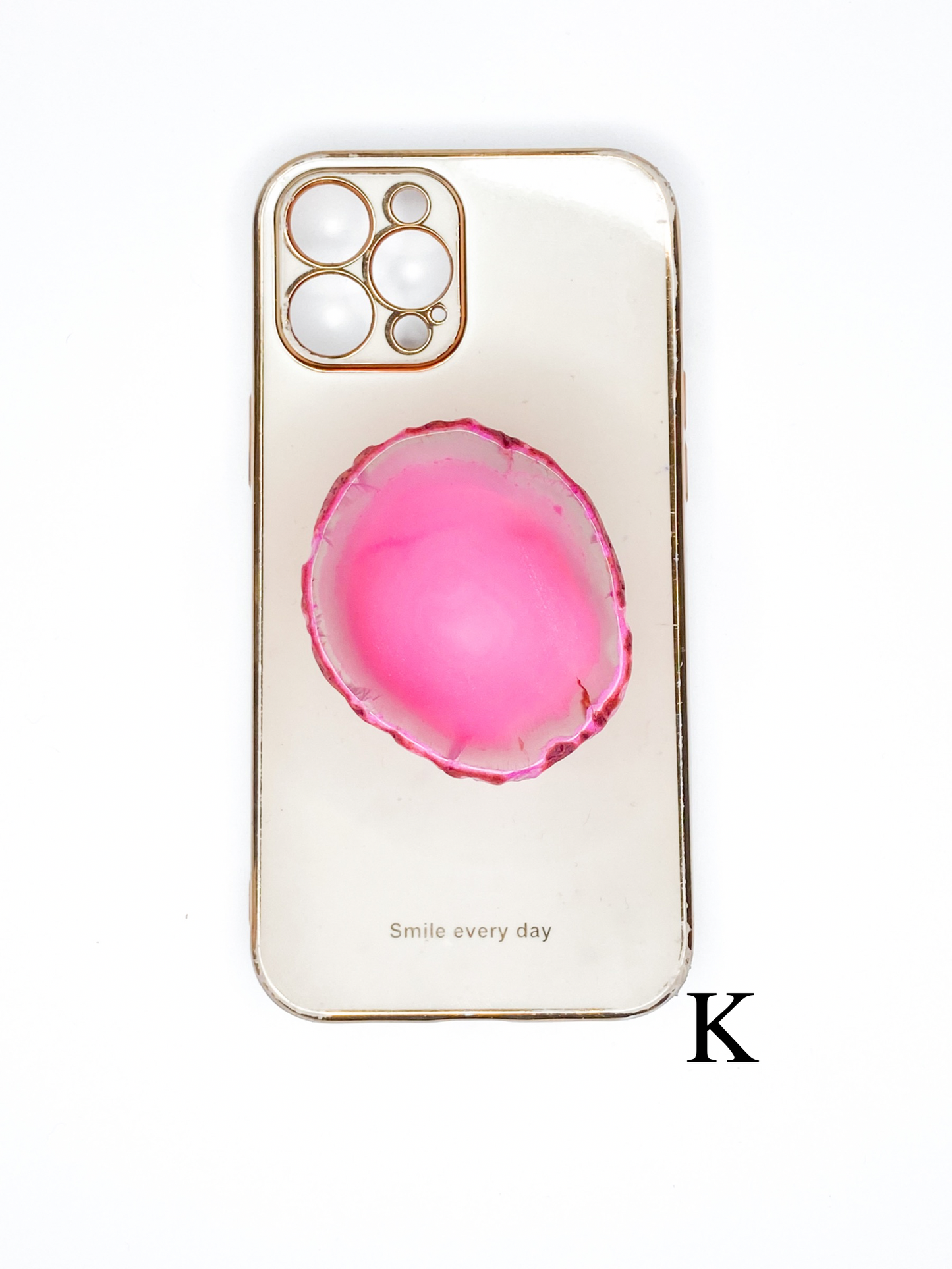 Pink Natural Raw Agate Phone Stone