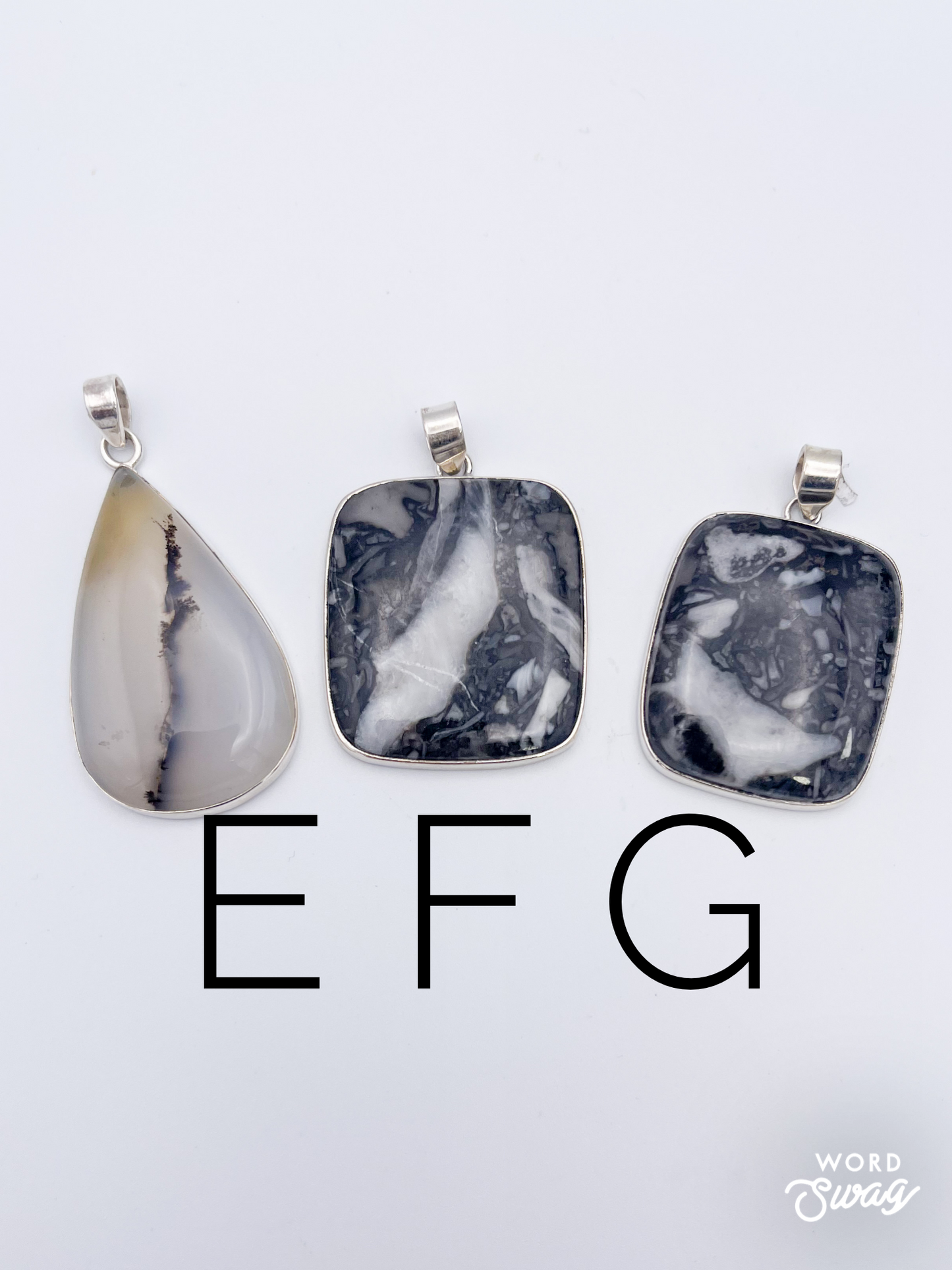 Assorted Natural Stone Pendants-Solid Sterling Silver