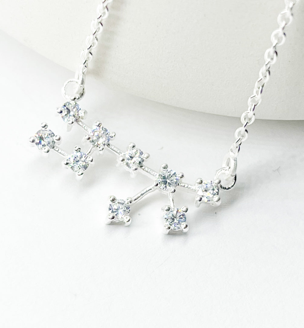 Leo Zodiac Necklace-Silver Constellation