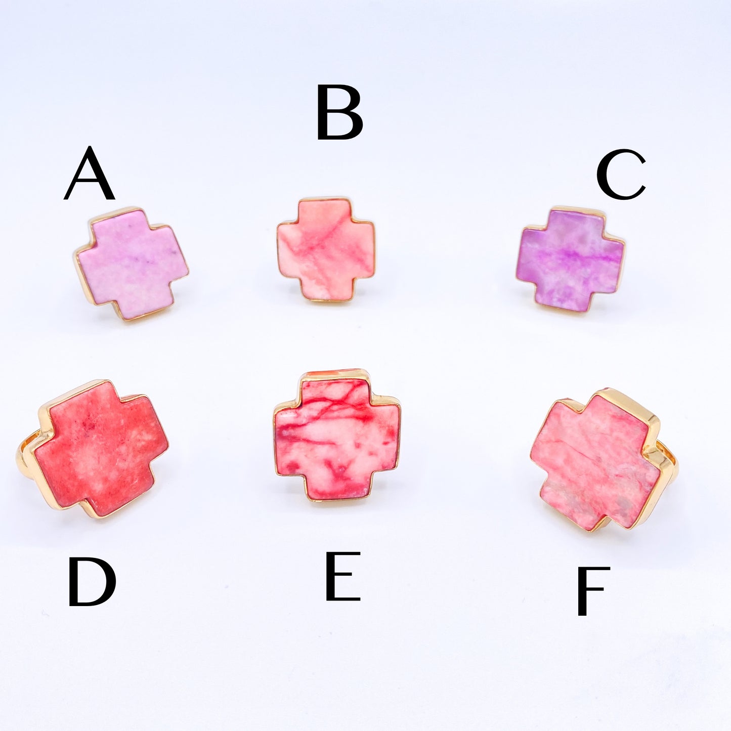 Cherry Quartz Cross Adjustable Ring-Alchemia