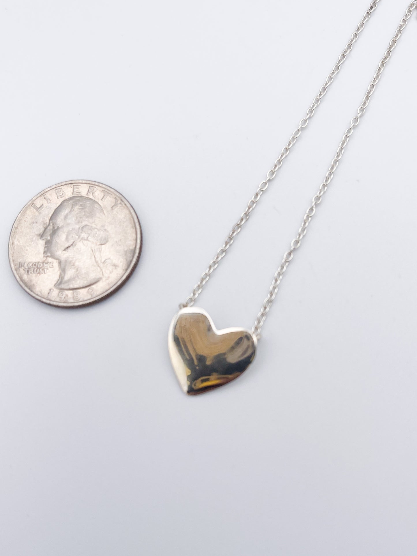 Dainty Heart Necklace - Solid Sterling Silver