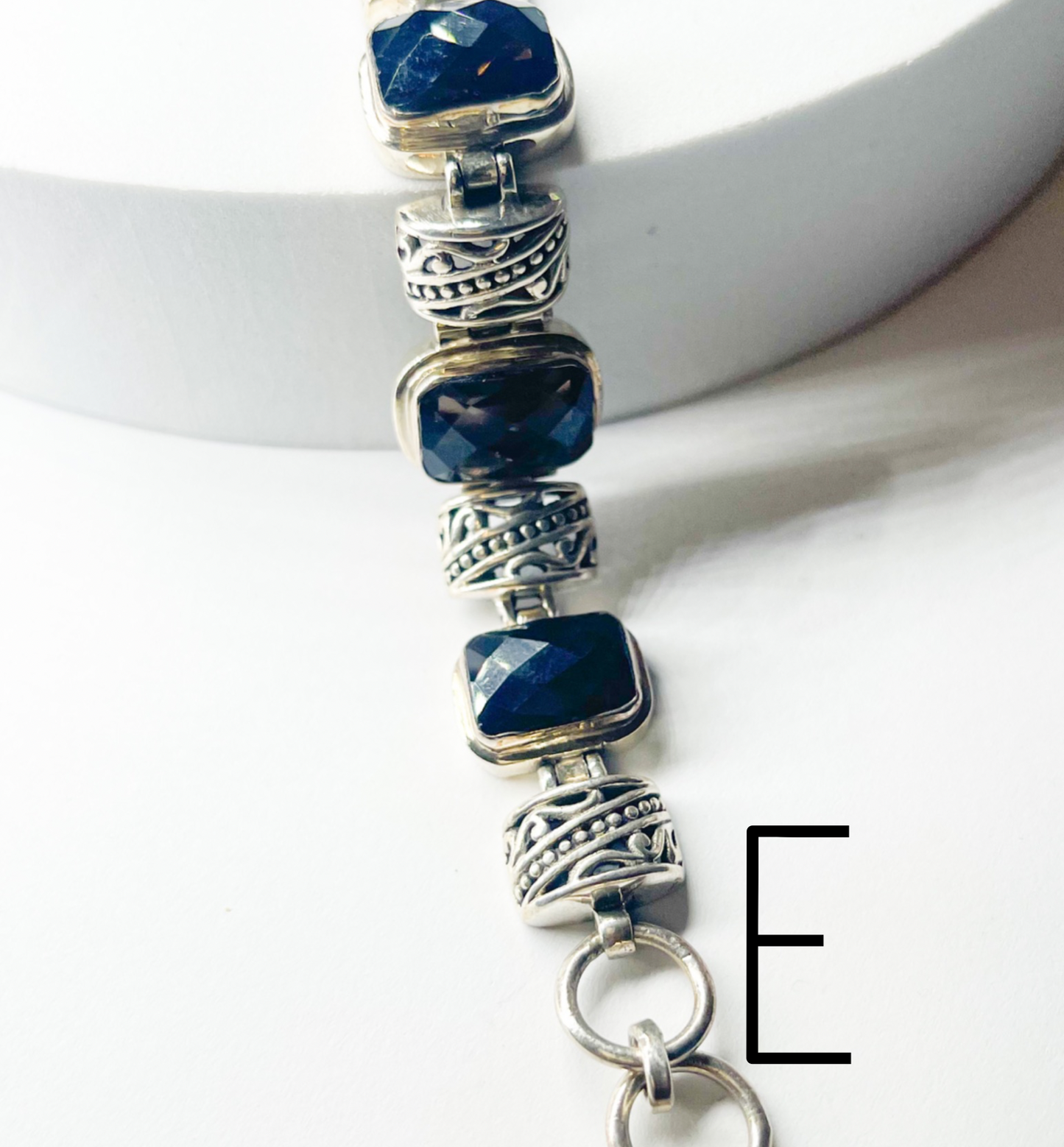 Gemstones Filagree Thick Bracelet-Solid Sterling Silver