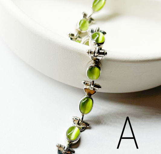 Assorted Stones Bracelet -Solid Sterling Silver