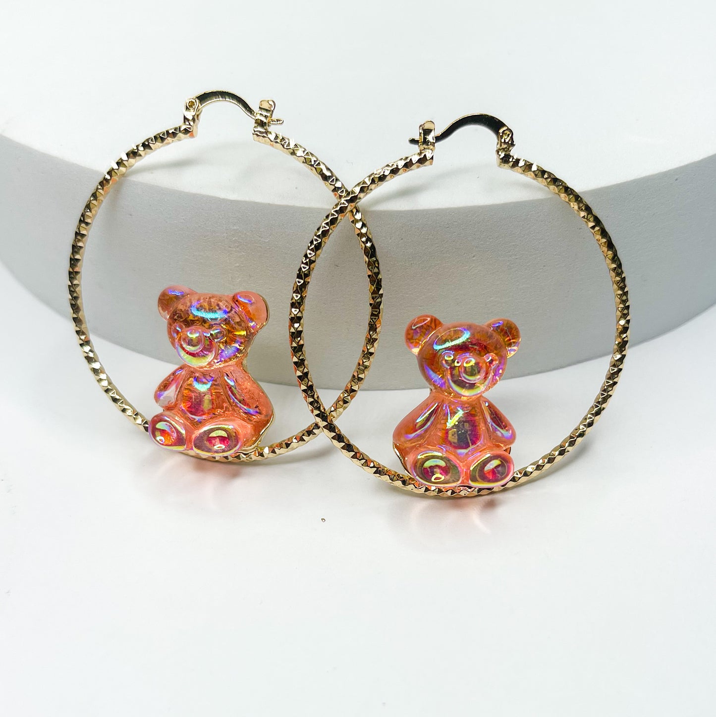 Large Teddy Bear Hoop - 18k Gold Filled