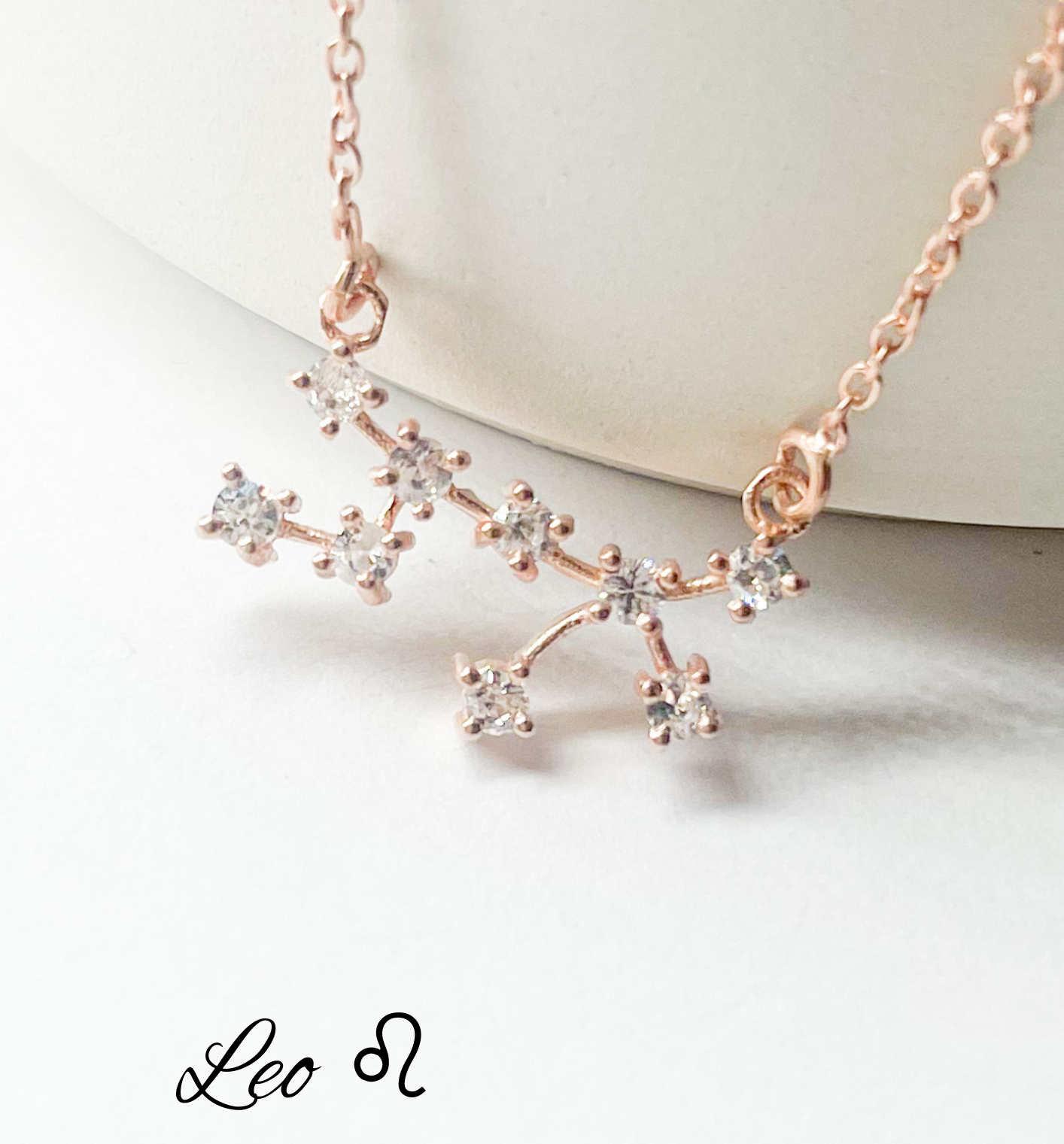 Leo Zodiac Necklace-Rose Gold Constellation
