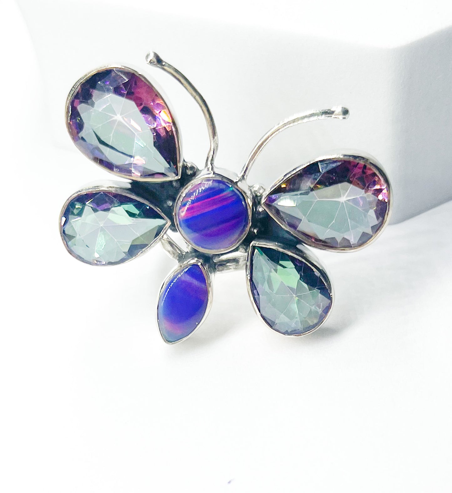 Mystic Quartz With Galaxy Opal Butterfly Ring-Solid Sterling Silver