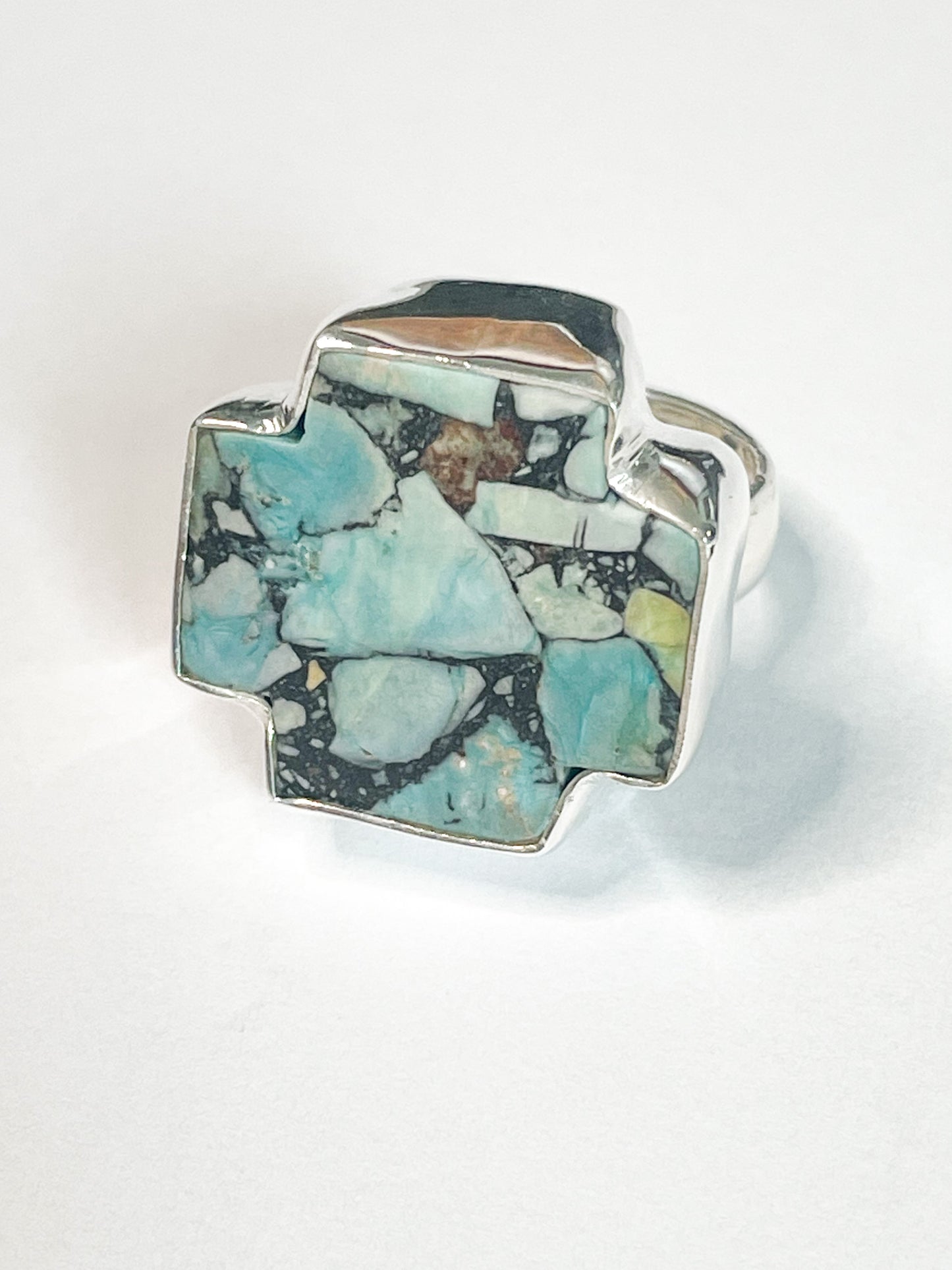 Mosaic Turquoise Mis-Solid Sterling Silver