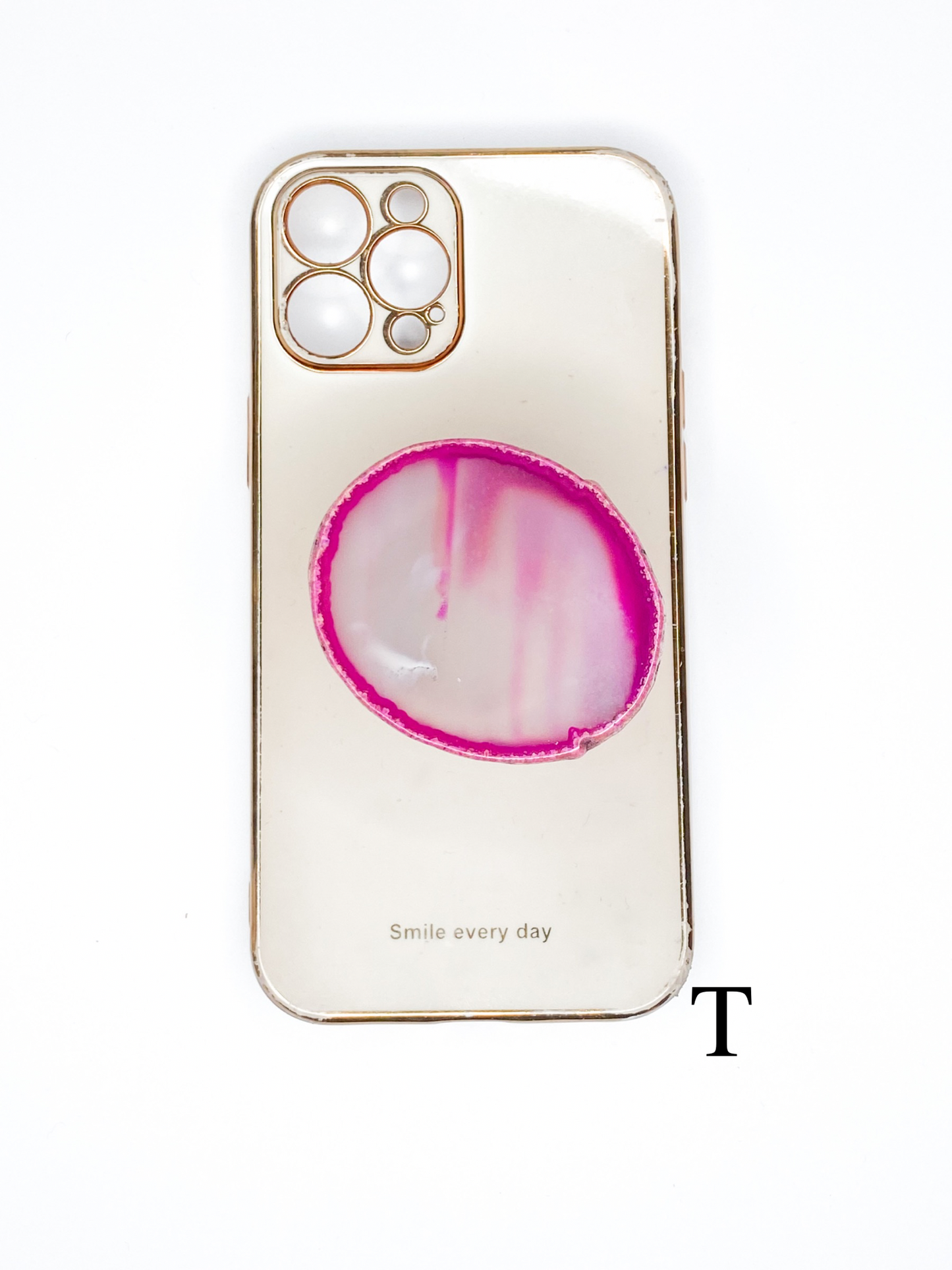 Pink Natural Raw Agate Phone Stone