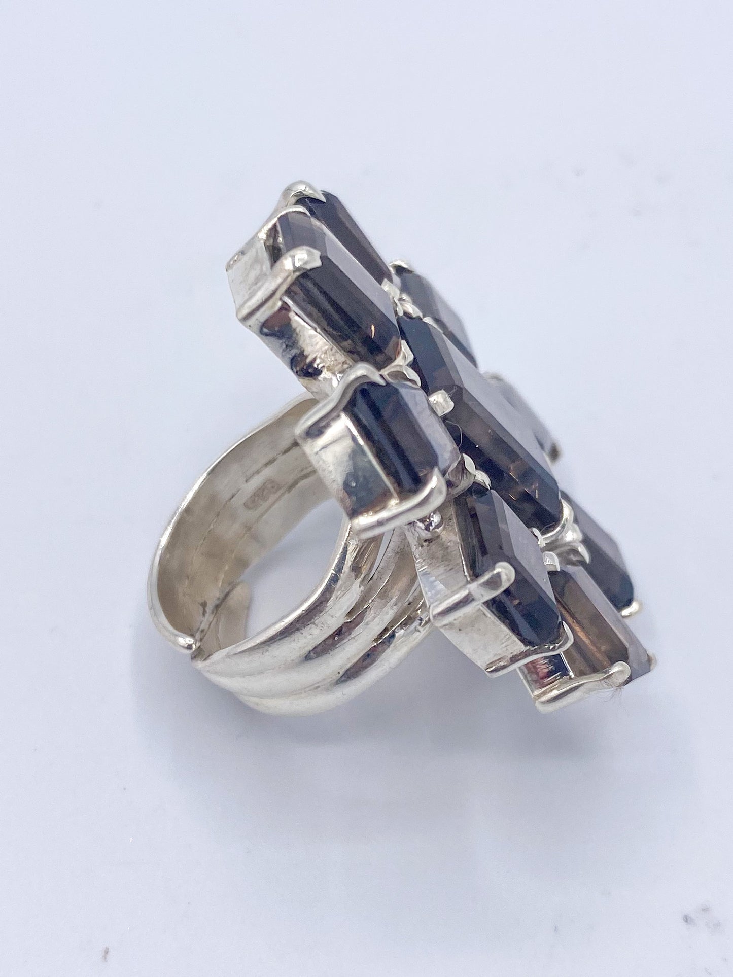 Smokey Quartz Statement Ring -Solid Sterling Silver