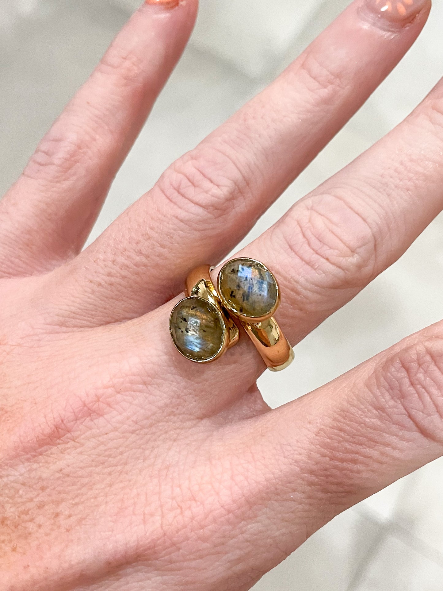 Labradorite Bypass Adjustable Ring-Alchemia