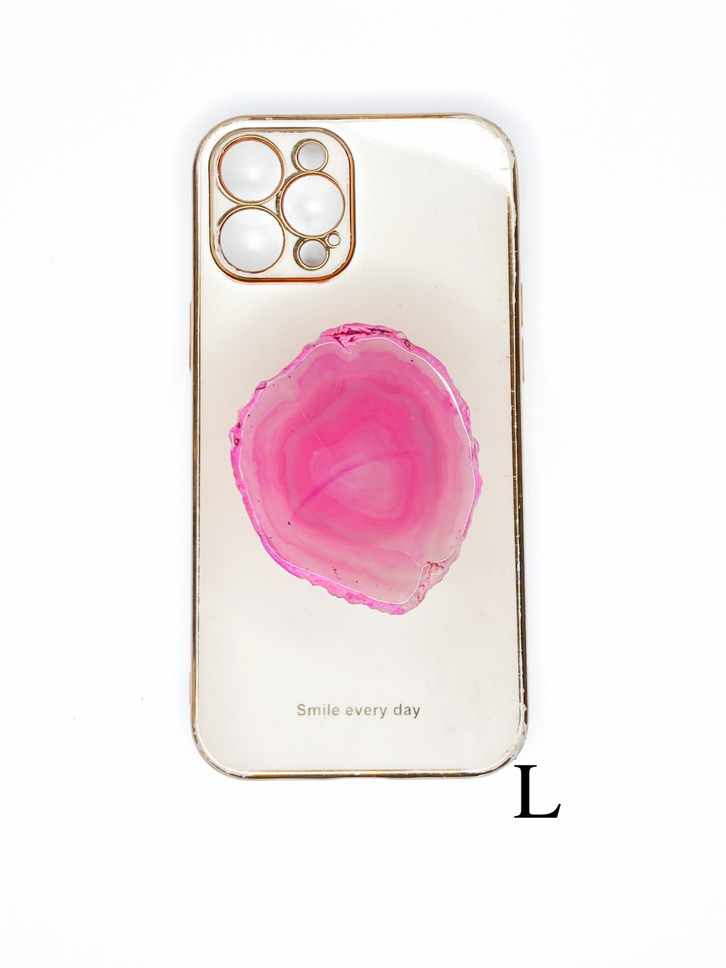Pink Natural Raw Agate Phone Stone