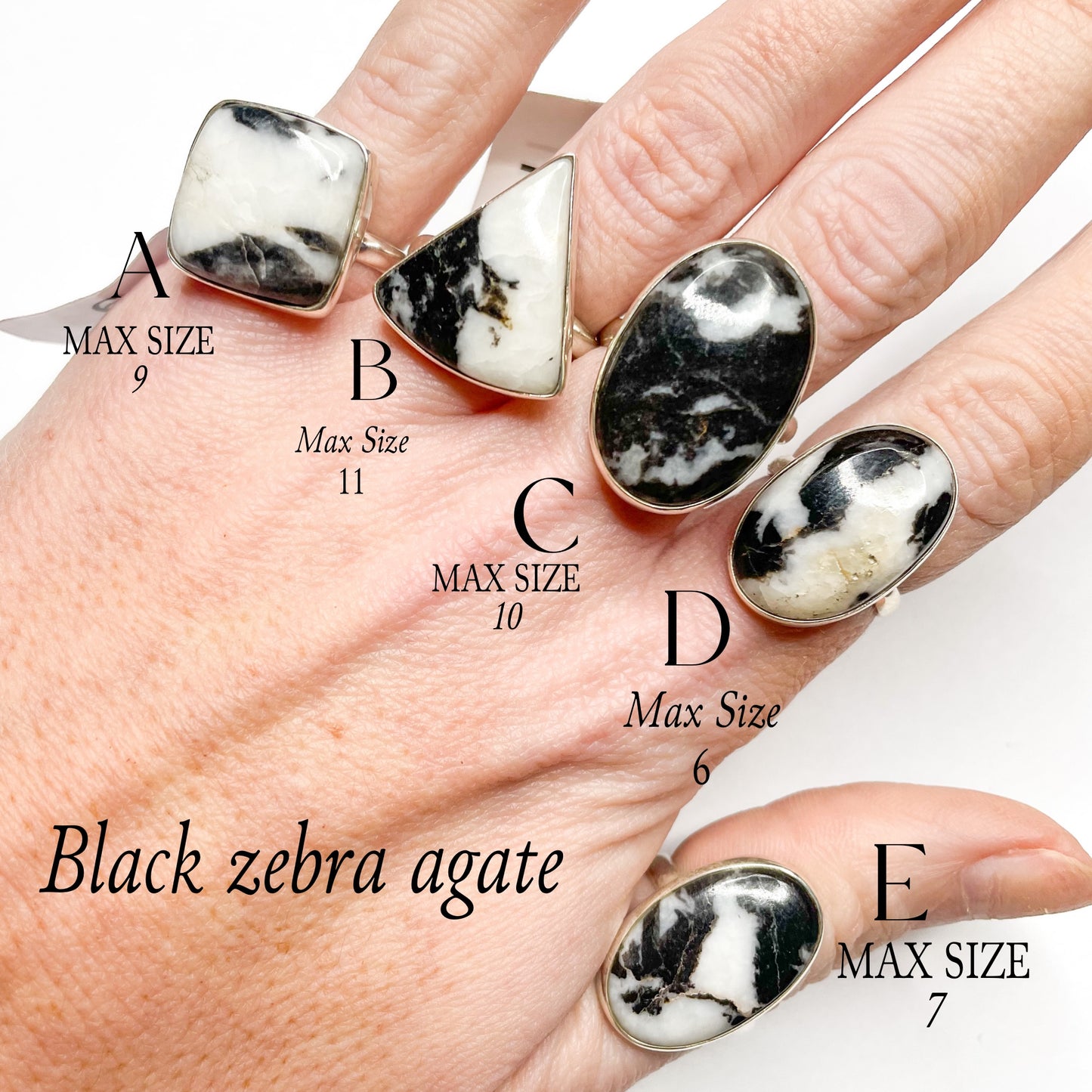 Black Zebra Agate Sized Ring - SSS