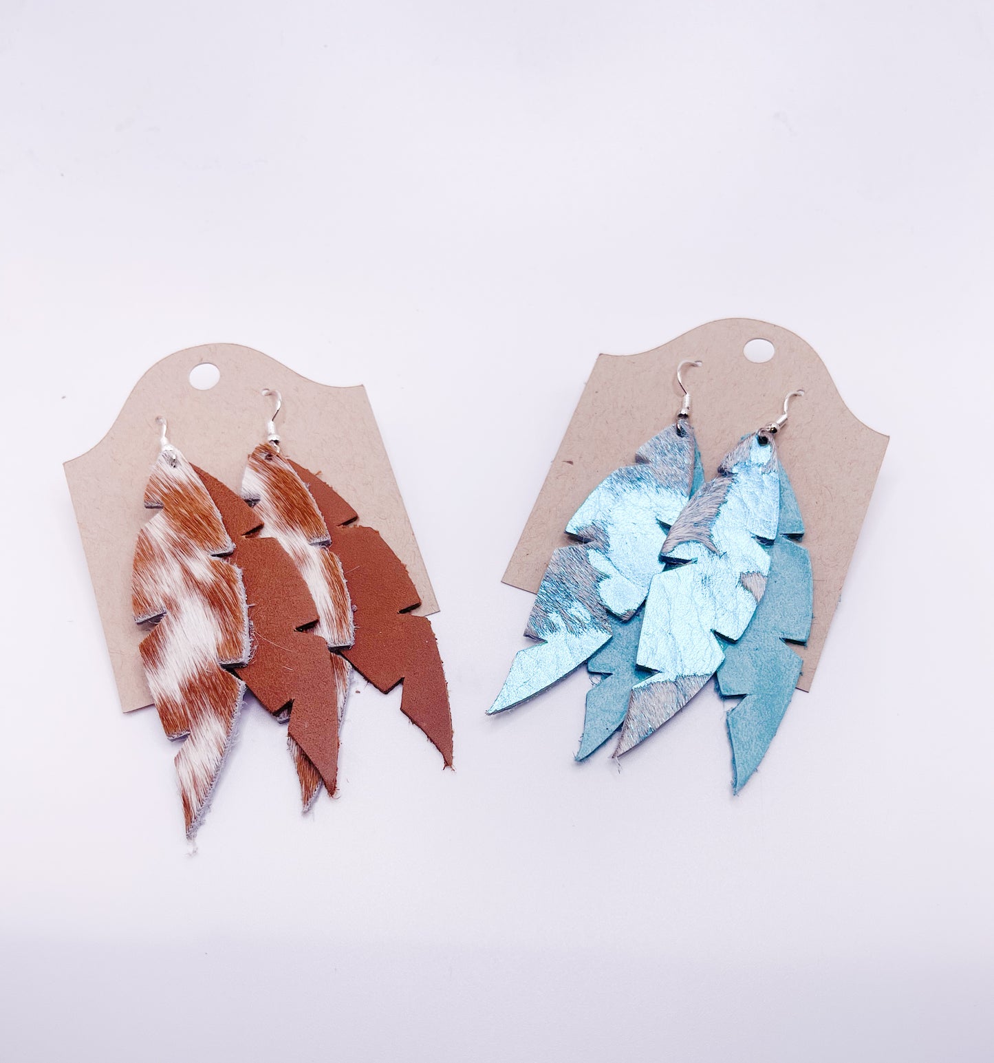 Leather Feather Dangles