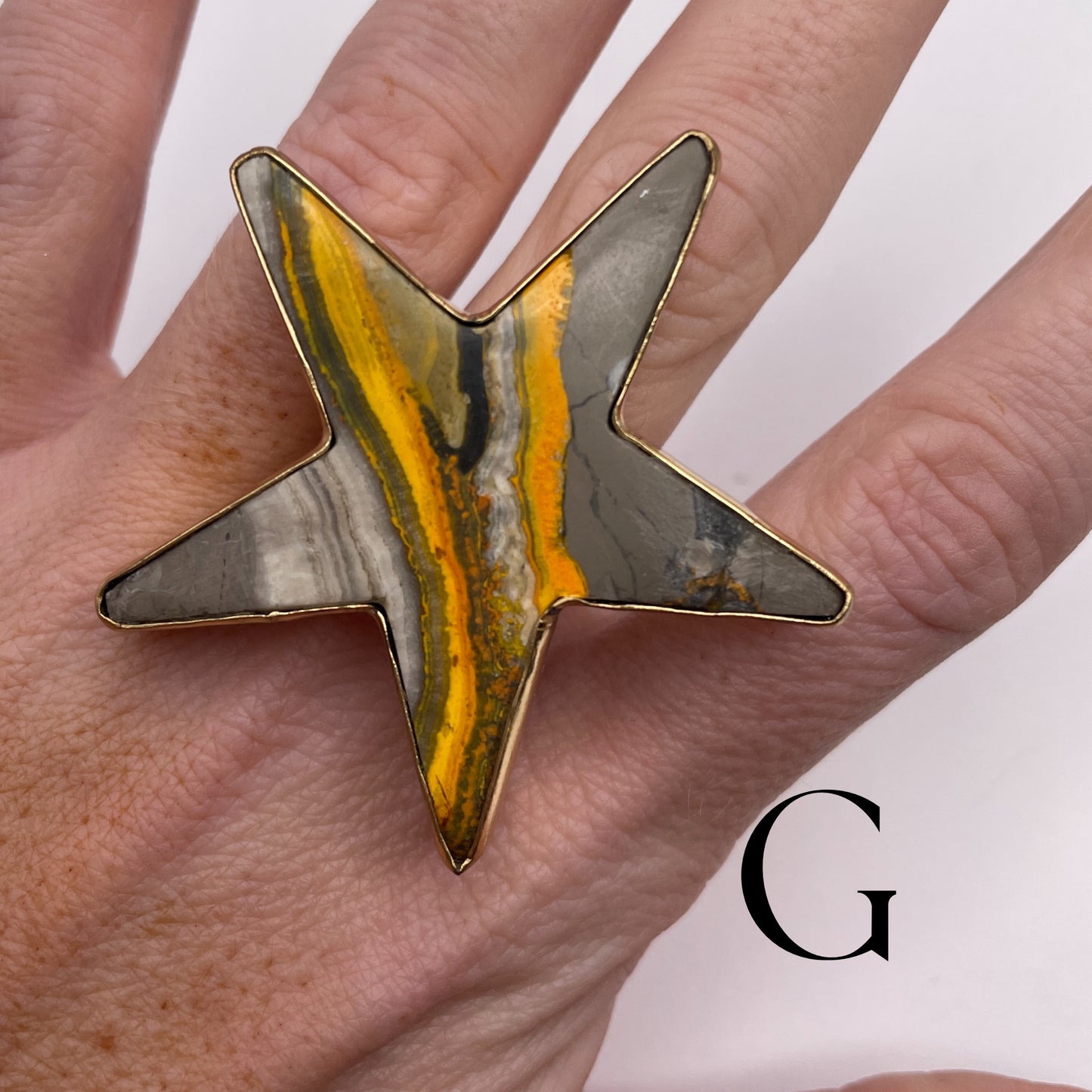 BUMBLE BEE JASPER STARR RING -=ALCHEMIA
