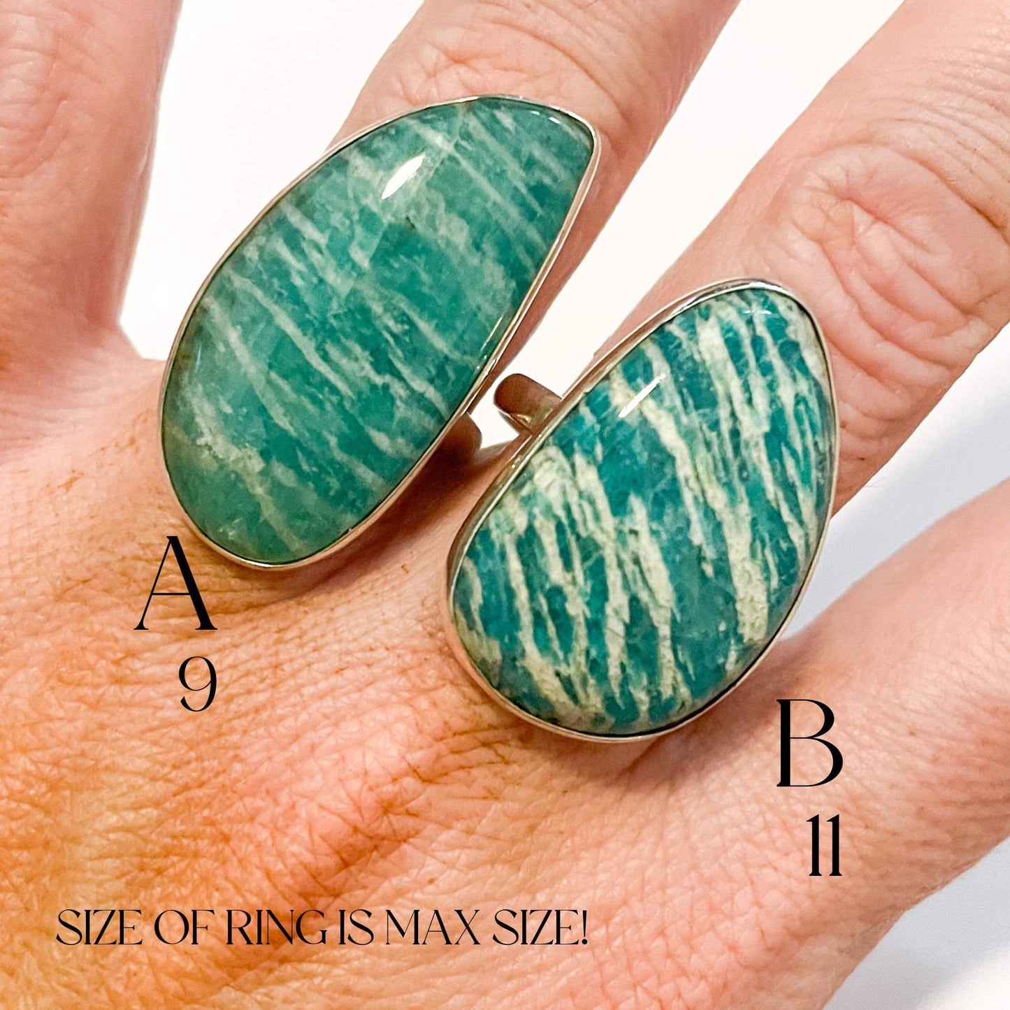 Amazonite Sized Ring - Solid Sterling Silver