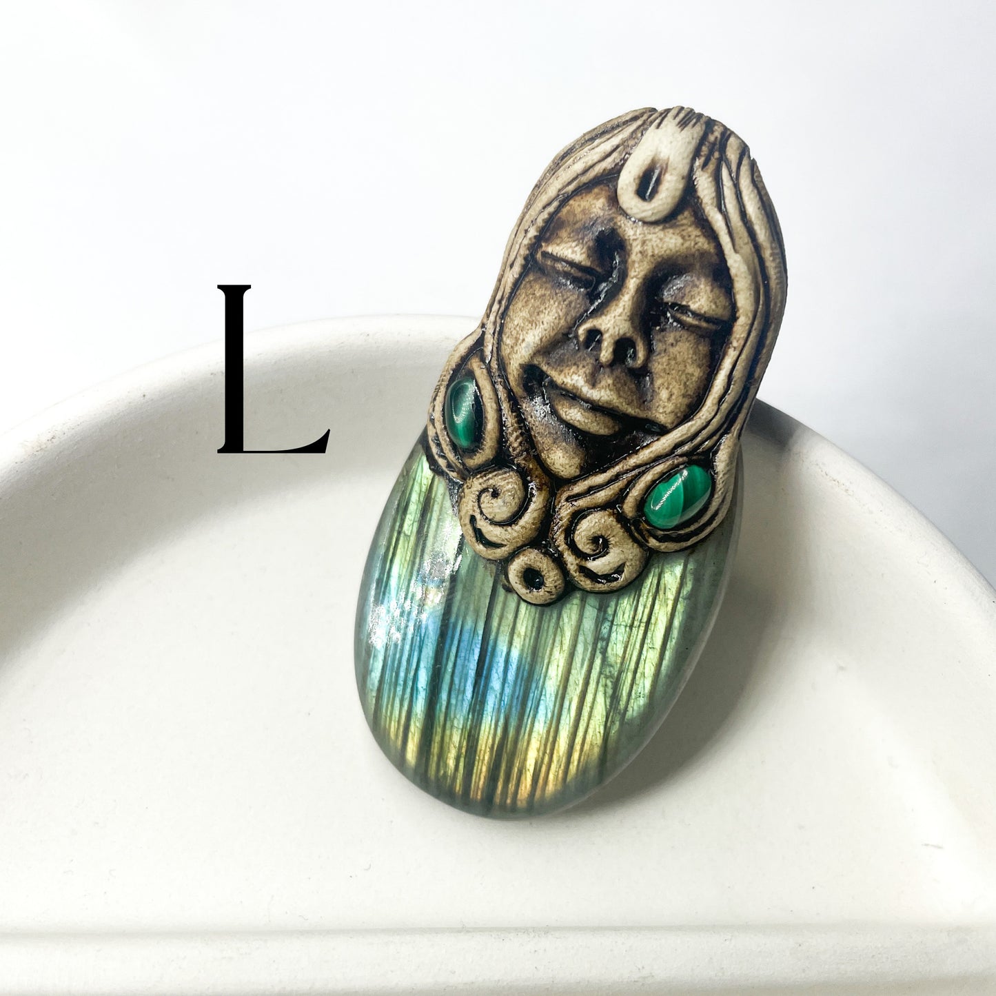 Face Labradorite Clay Pendants