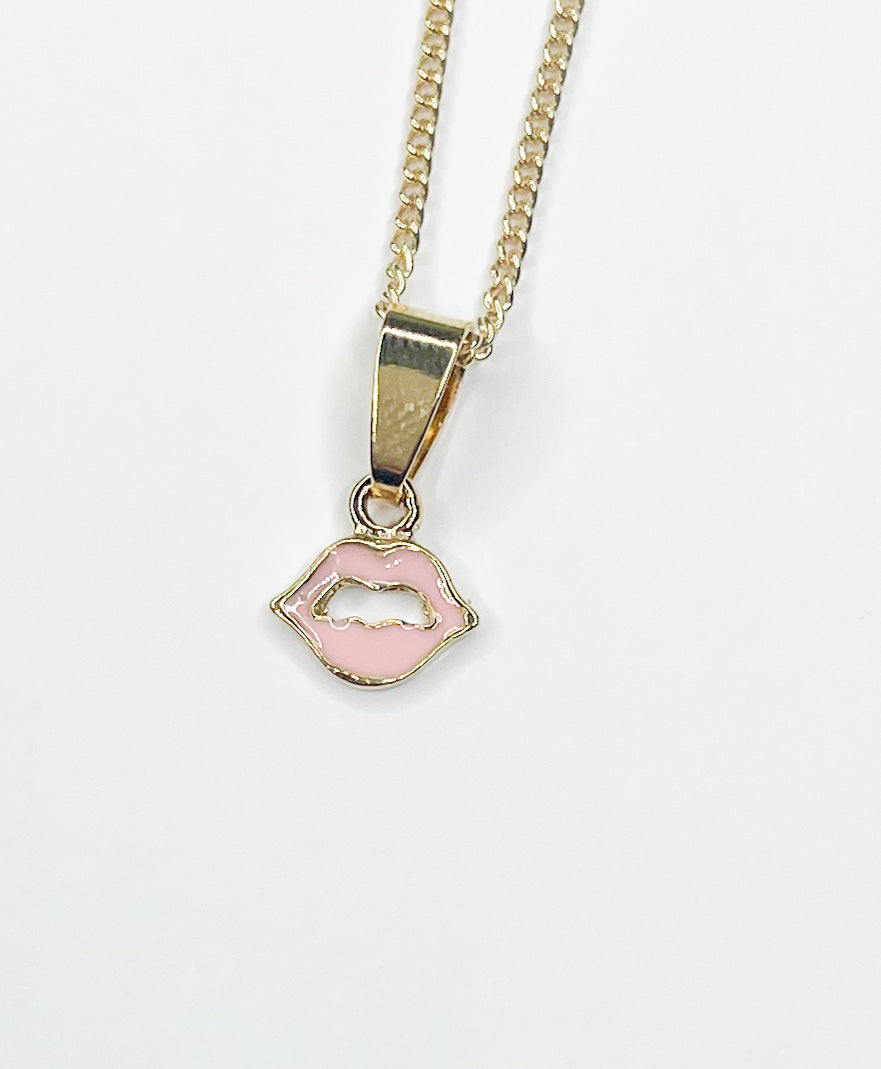 Pink Lip Dainty Charm-18k Gold Filled