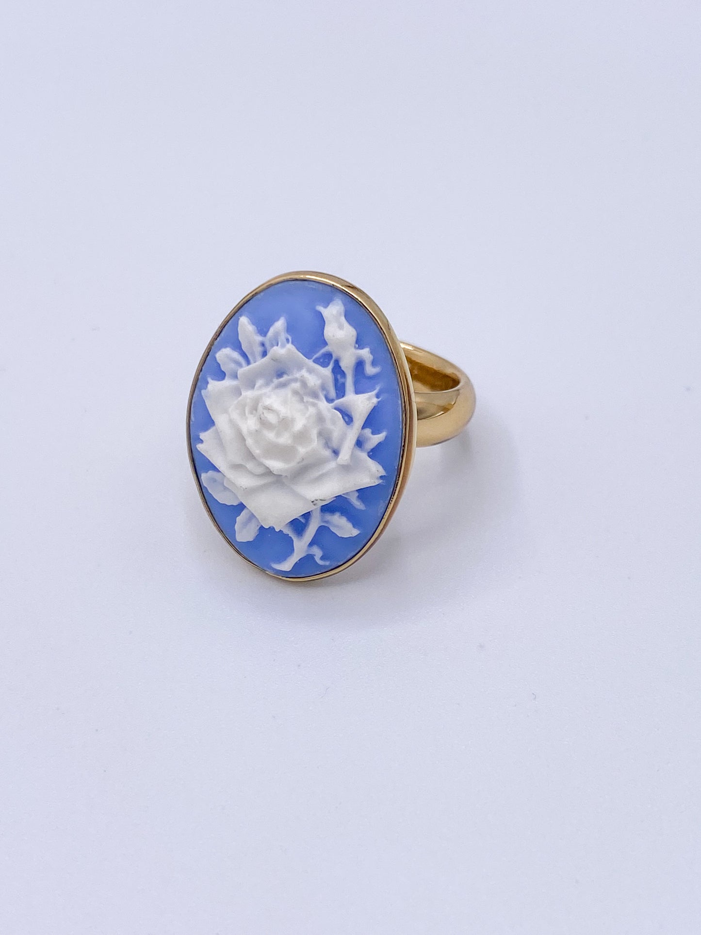 Cameo Blue Rose Adjustable Ring - Alchemia