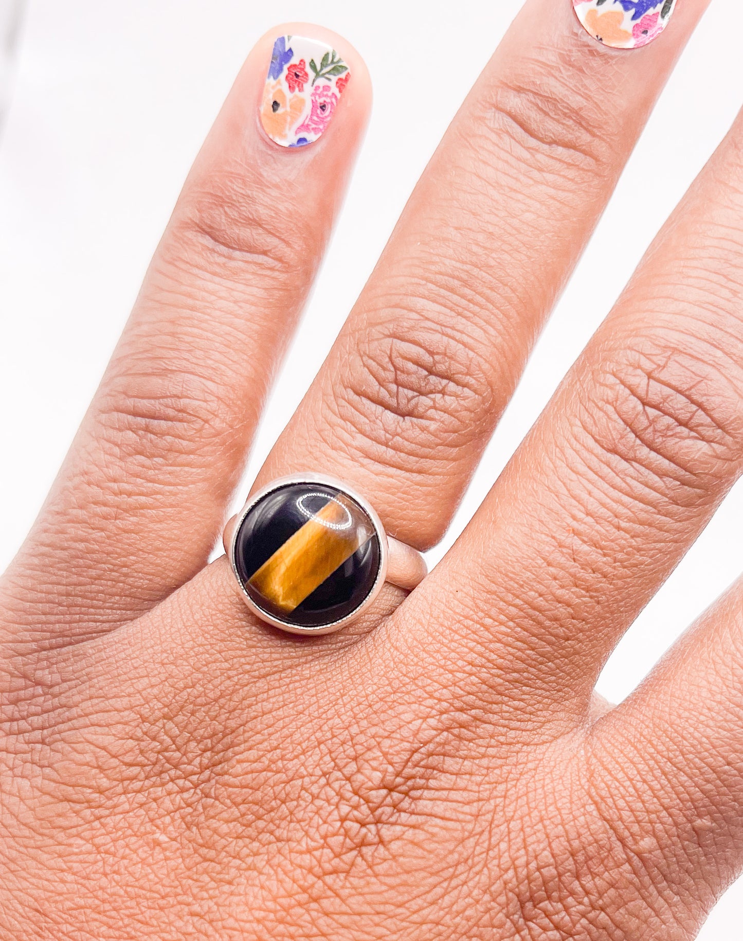Tiger Eye Polka Dot Ring-Solid Sterling Silver