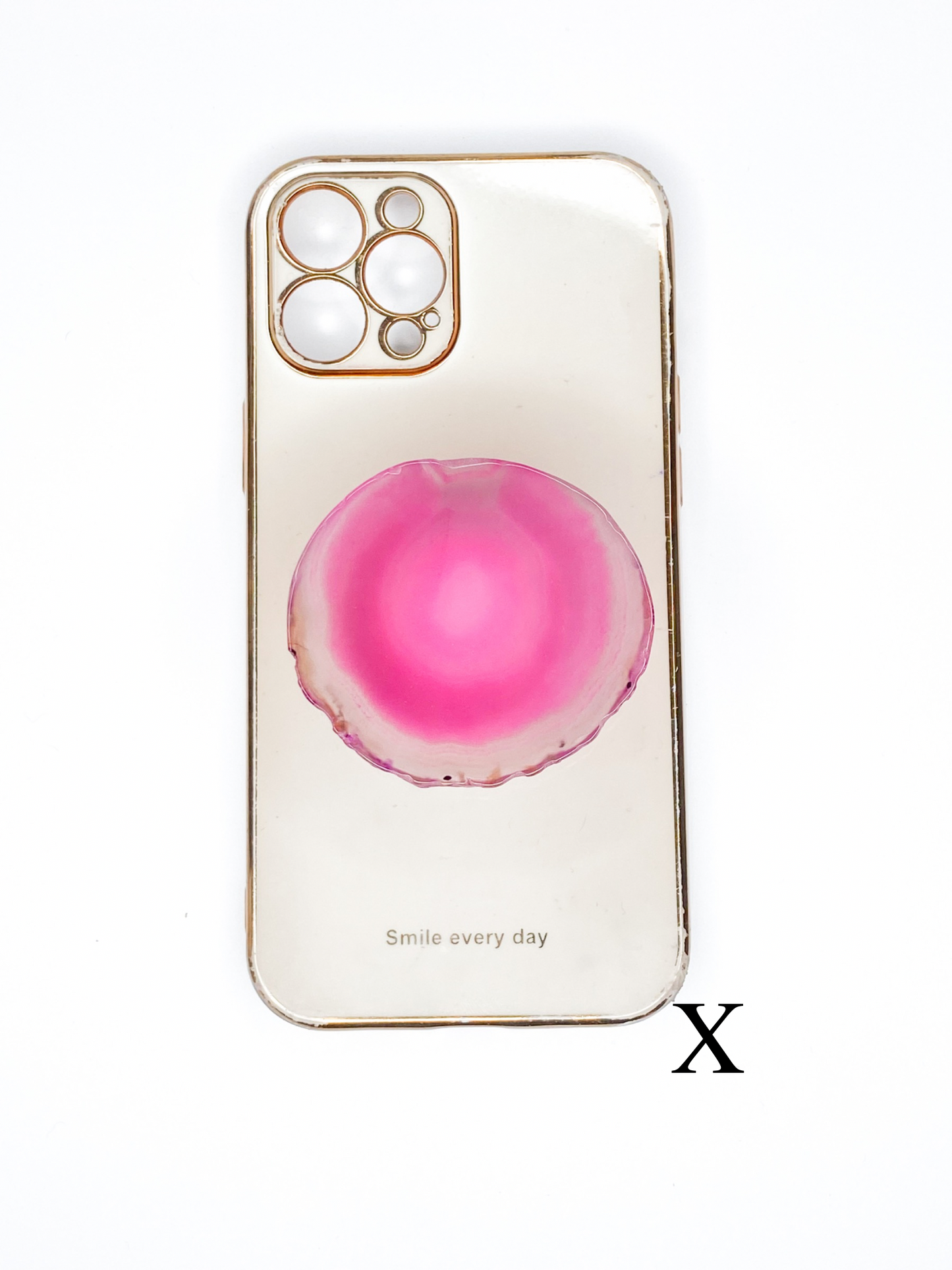 Pink Natural Raw Agate Phone Stone