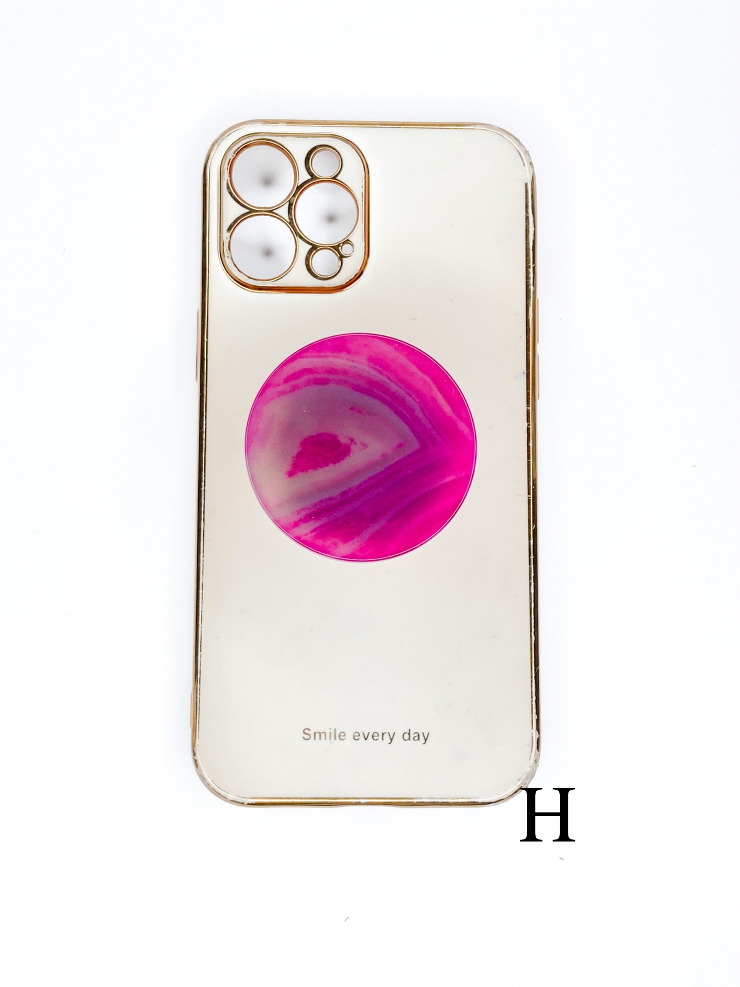 Pink Round Agate Phone Stones