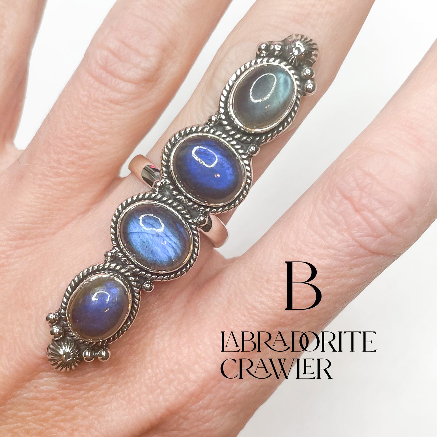 Labadorite Mix Crawler - Solid Sterling Silver