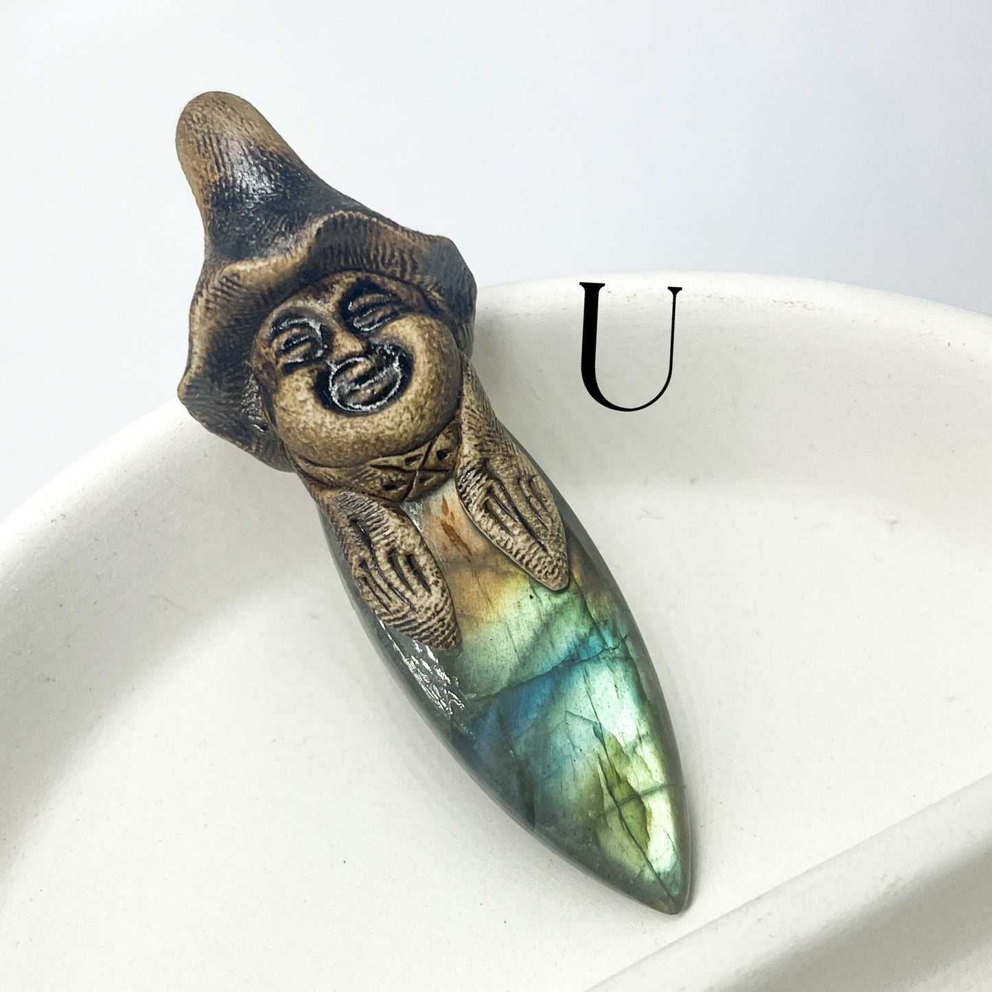 Face Labradorite Clay Pendants