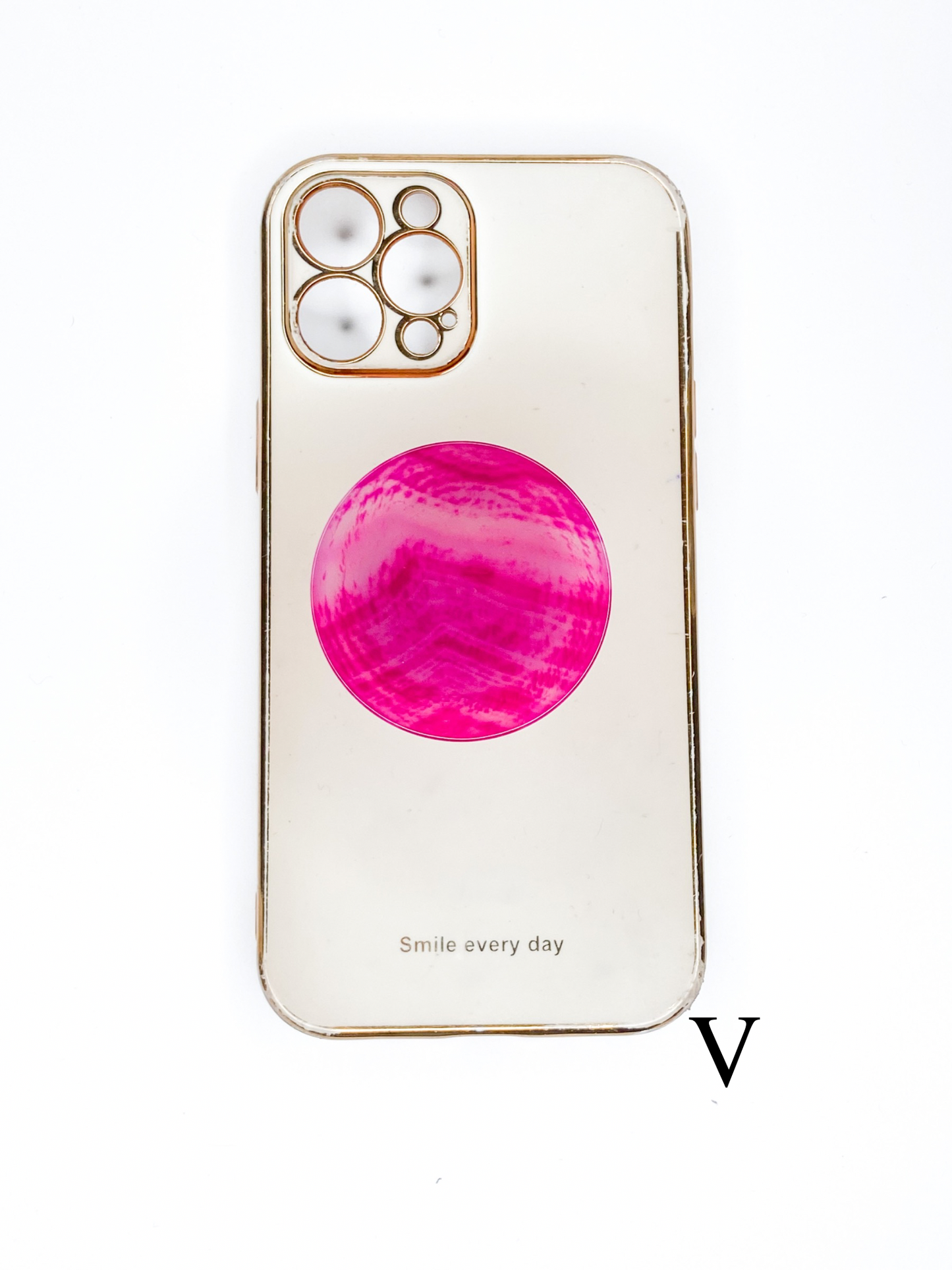 Pink Round Agate Phone Stones