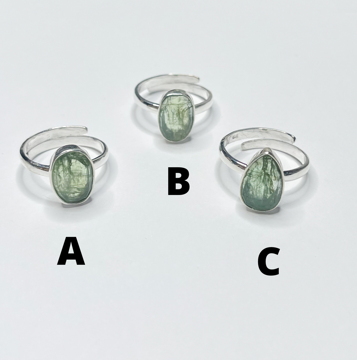 Green Faceted Kyanite Ring Mix-Solid Sterling Silver