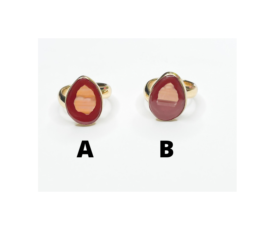 Orange Agate Adjustable Ring- Alchemia